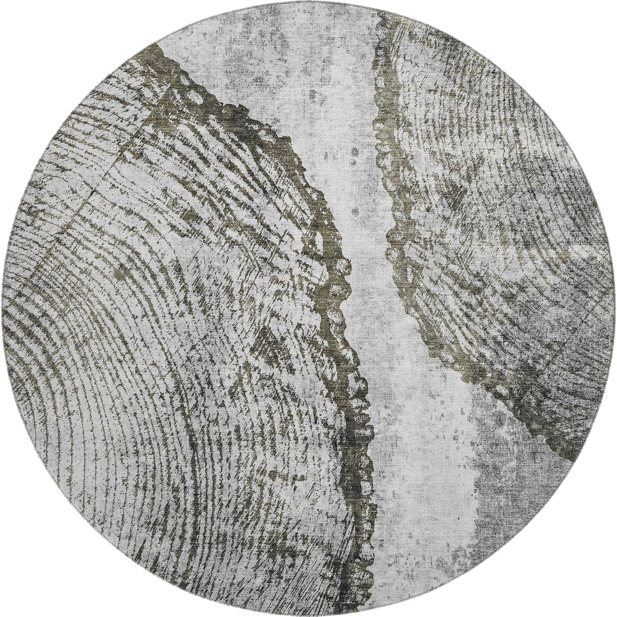 Florence Machine Washable Transitional Gray Rug 8' x 8' #shape_Round