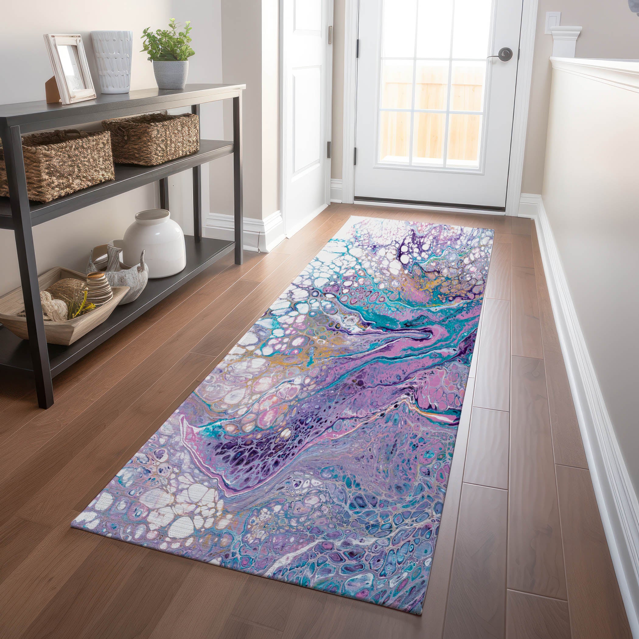 Lisbon Machine Washable Contemporary Periwinkle Purple Rug 2'3" x 7'6" #shape_Runner