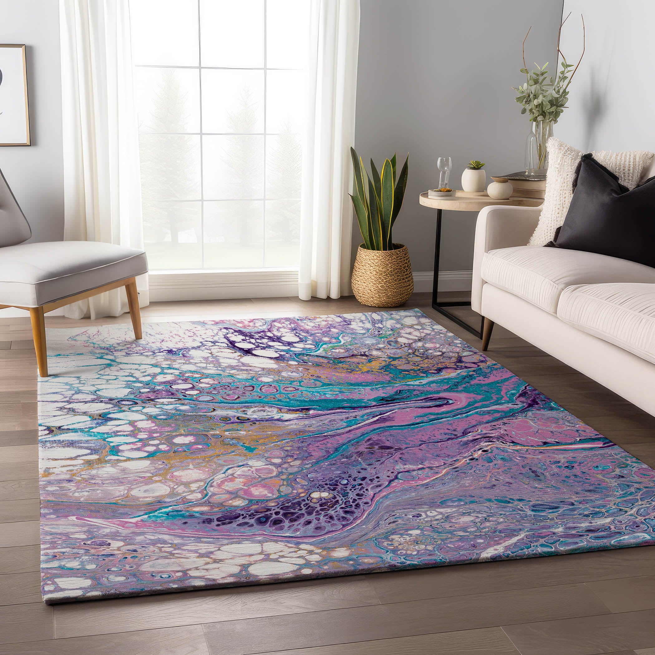 Lisbon Machine Washable Contemporary Periwinkle Purple Rug 2'6" x 3'10" #shape_Rectangle
