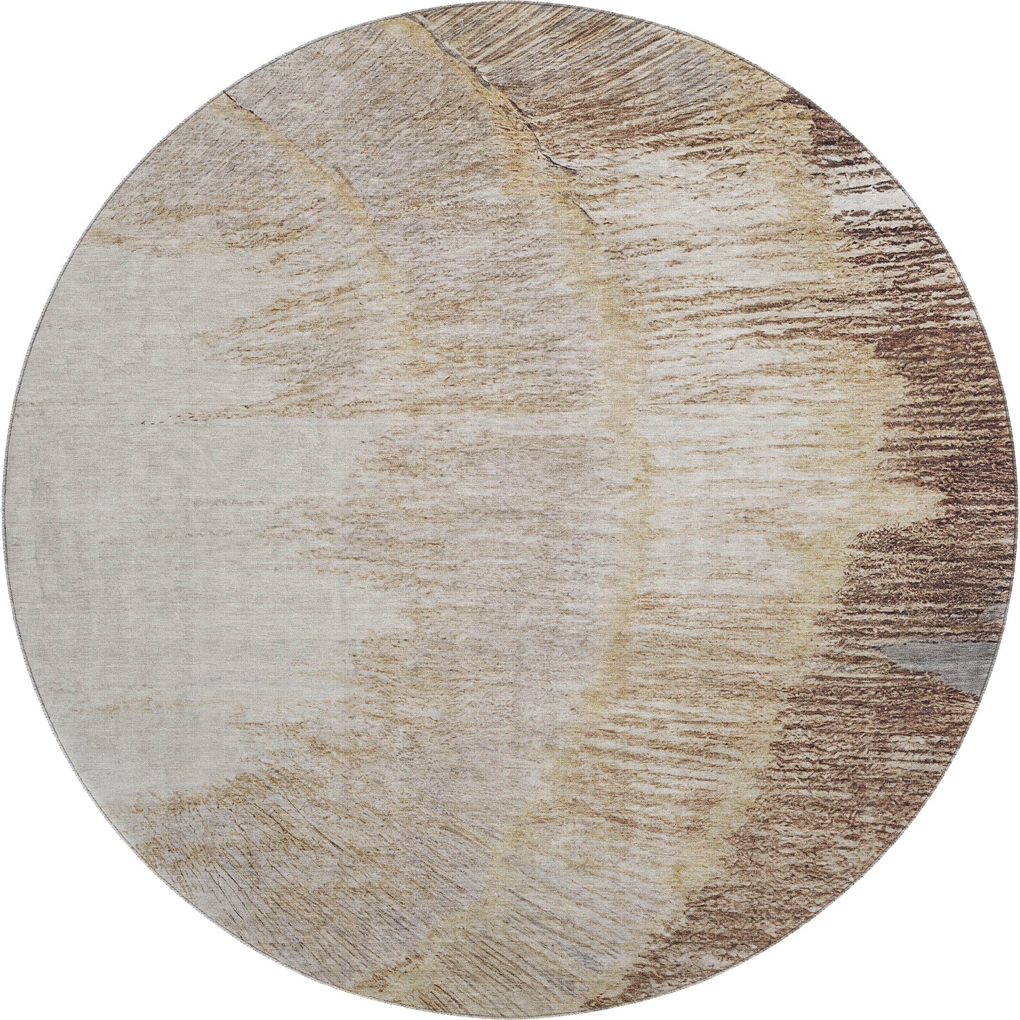 Chiang Mai Machine Washable Transitional Brown Rug 8' x 8' #shape_Round