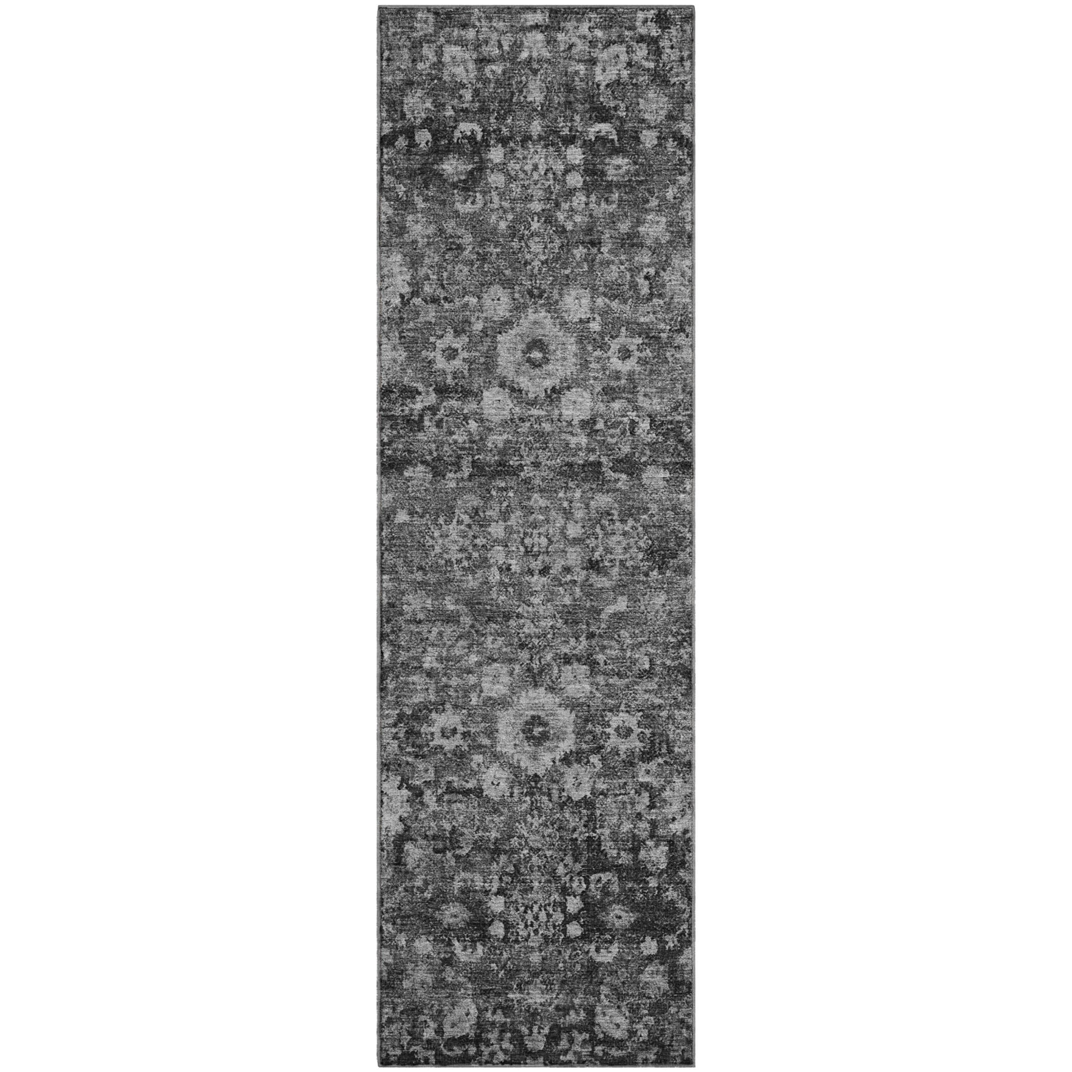 Siena Machine Washable Traditional Gray Rug 2'3" x 7'6" #shape_Runner