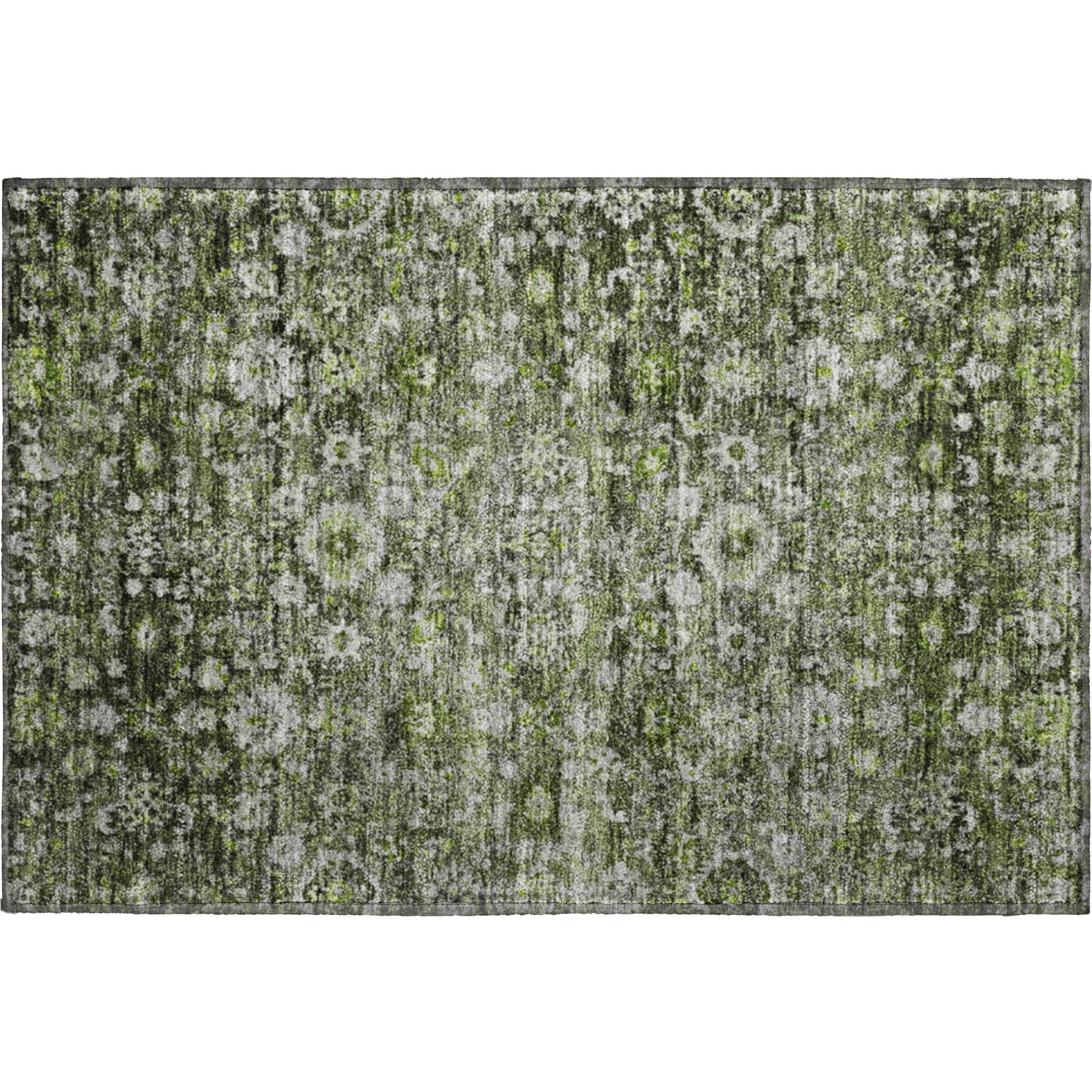 Siena Machine Washable Traditional Green Rug 1'8" x 2'6" #shape_Rectangle