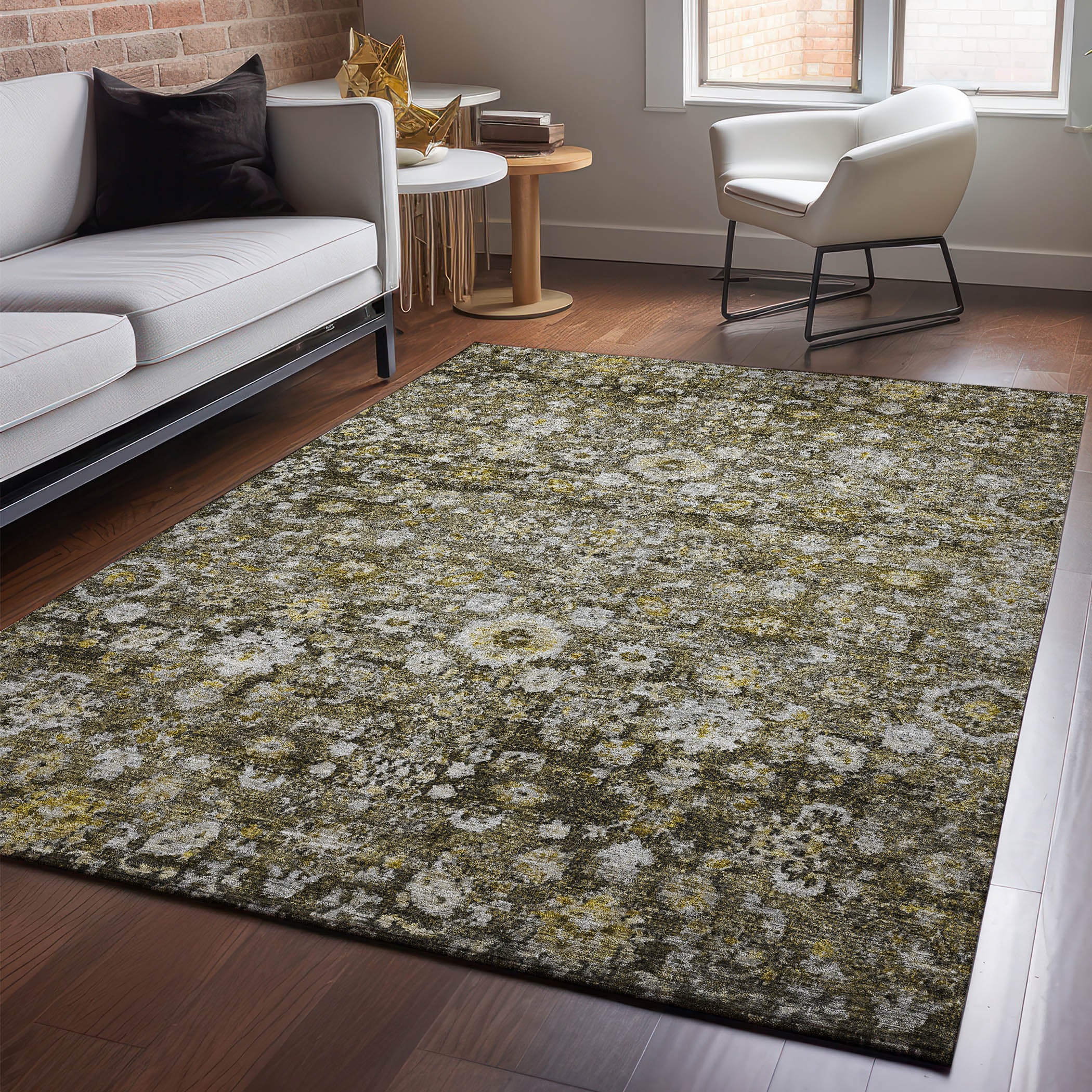 Siena Machine Washable Traditional Mocha Brown Rug 2'6" x 3'10" #shape_Rectangle
