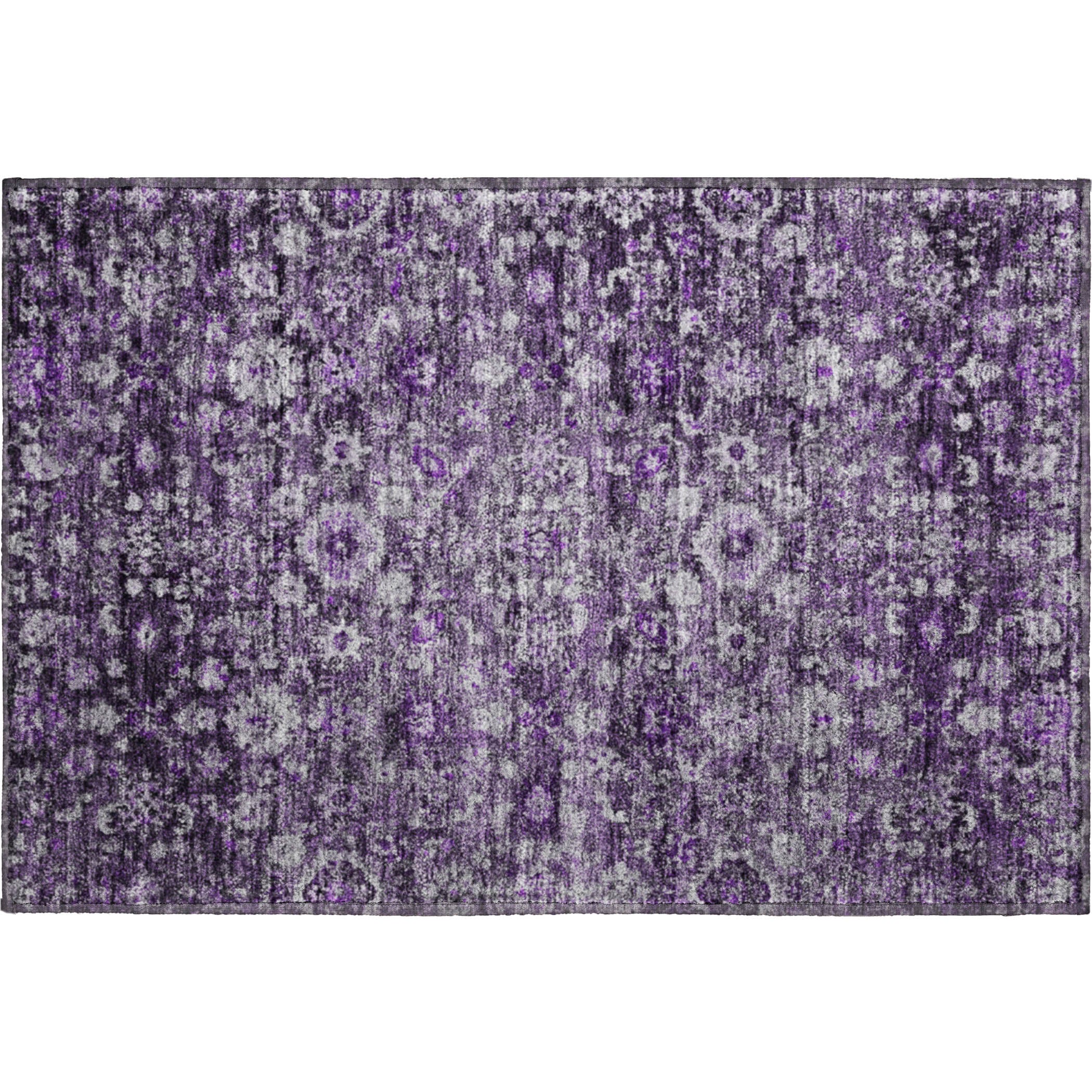 Siena Machine Washable Traditional Purple Rug 1'8" x 2'6" #shape_Rectangle