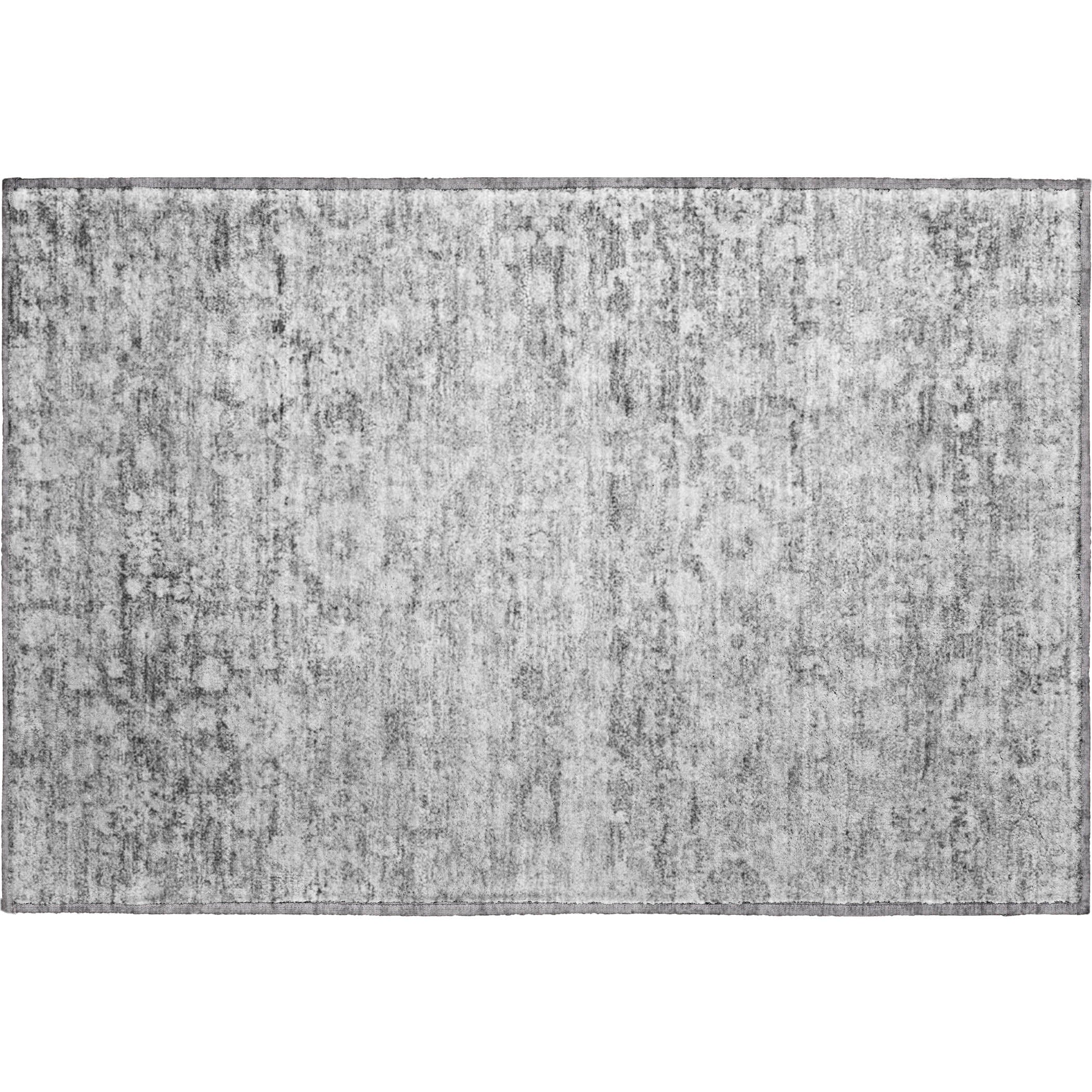 Siena Machine Washable Traditional Silver Gray Rug 1'8" x 2'6" #shape_Rectangle