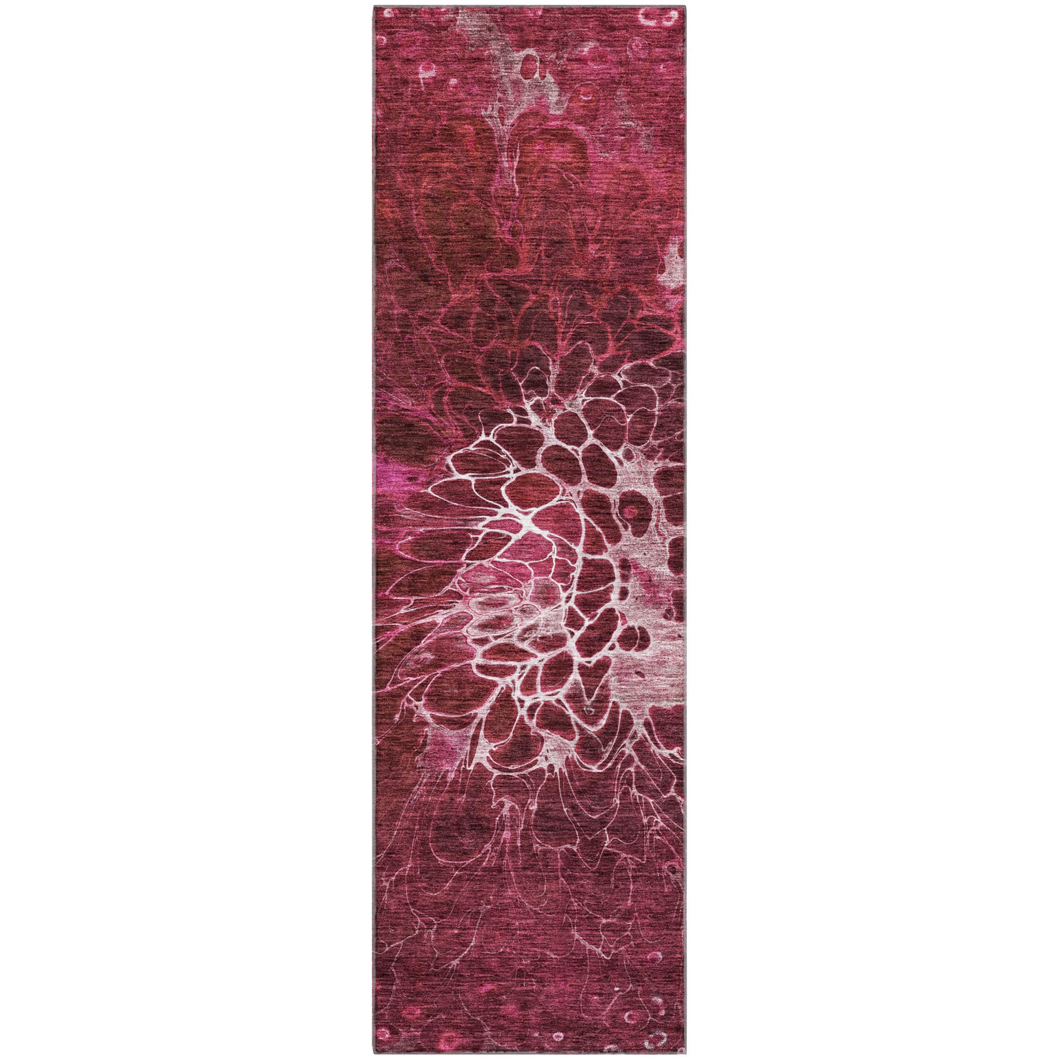 Chiang Mai Machine Washable Transitional Merlot Red Rug 2'3" x 7'6" #shape_Runner