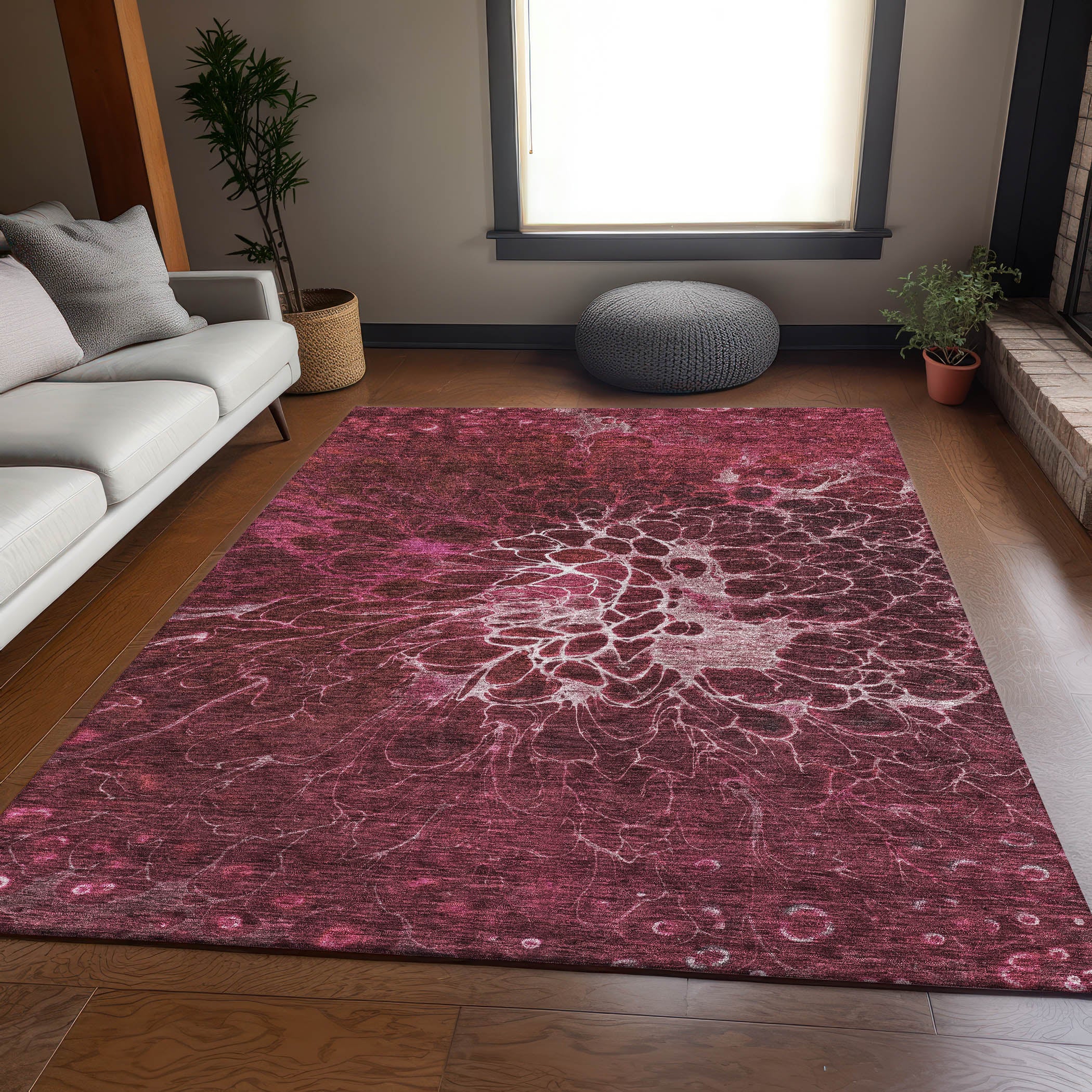 Chiang Mai Machine Washable Transitional Merlot Red Rug 2'6" x 3'10" #shape_Rectangle