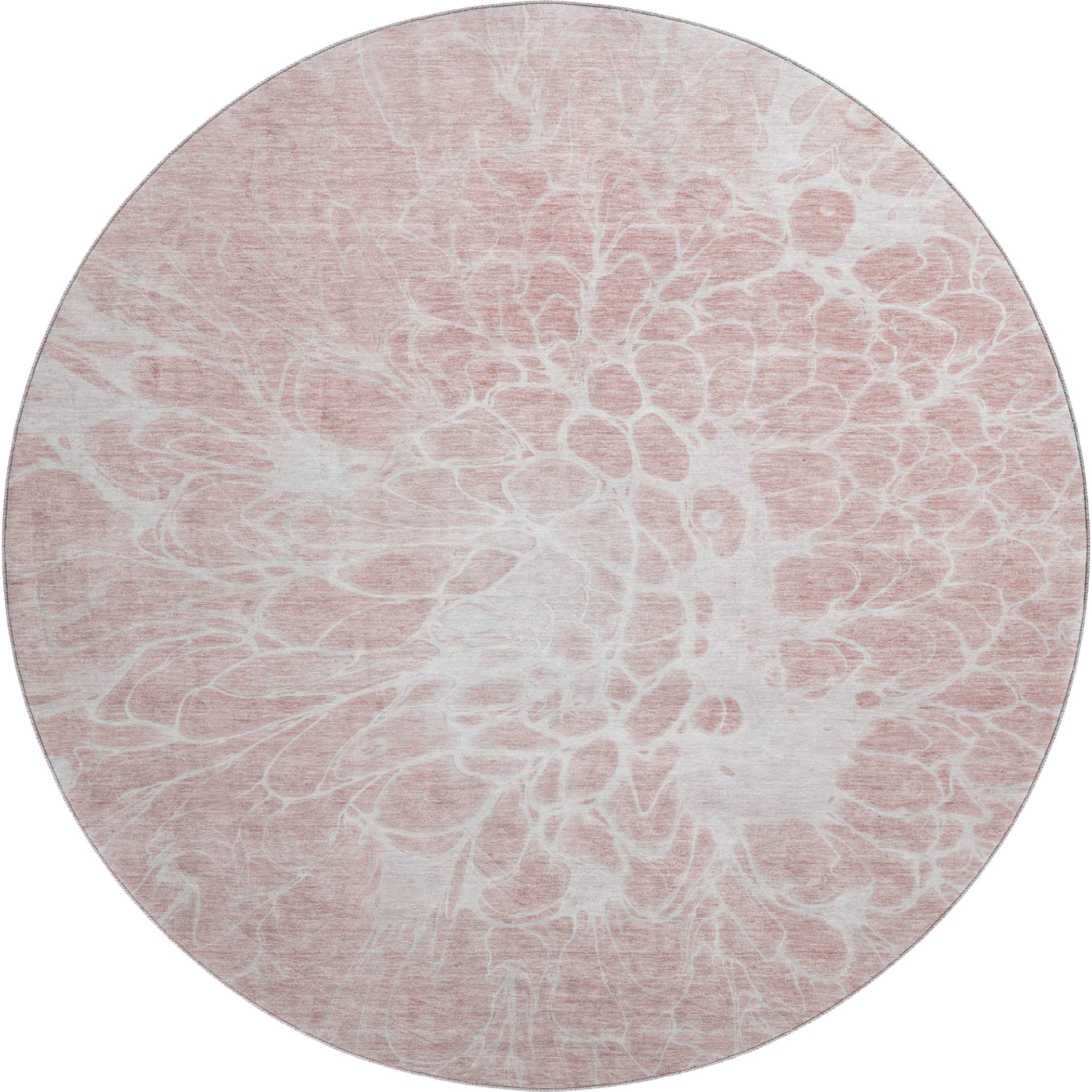 Lucerne Machine Washable Transitional Pink Rug 8' x 8' #shape_Round