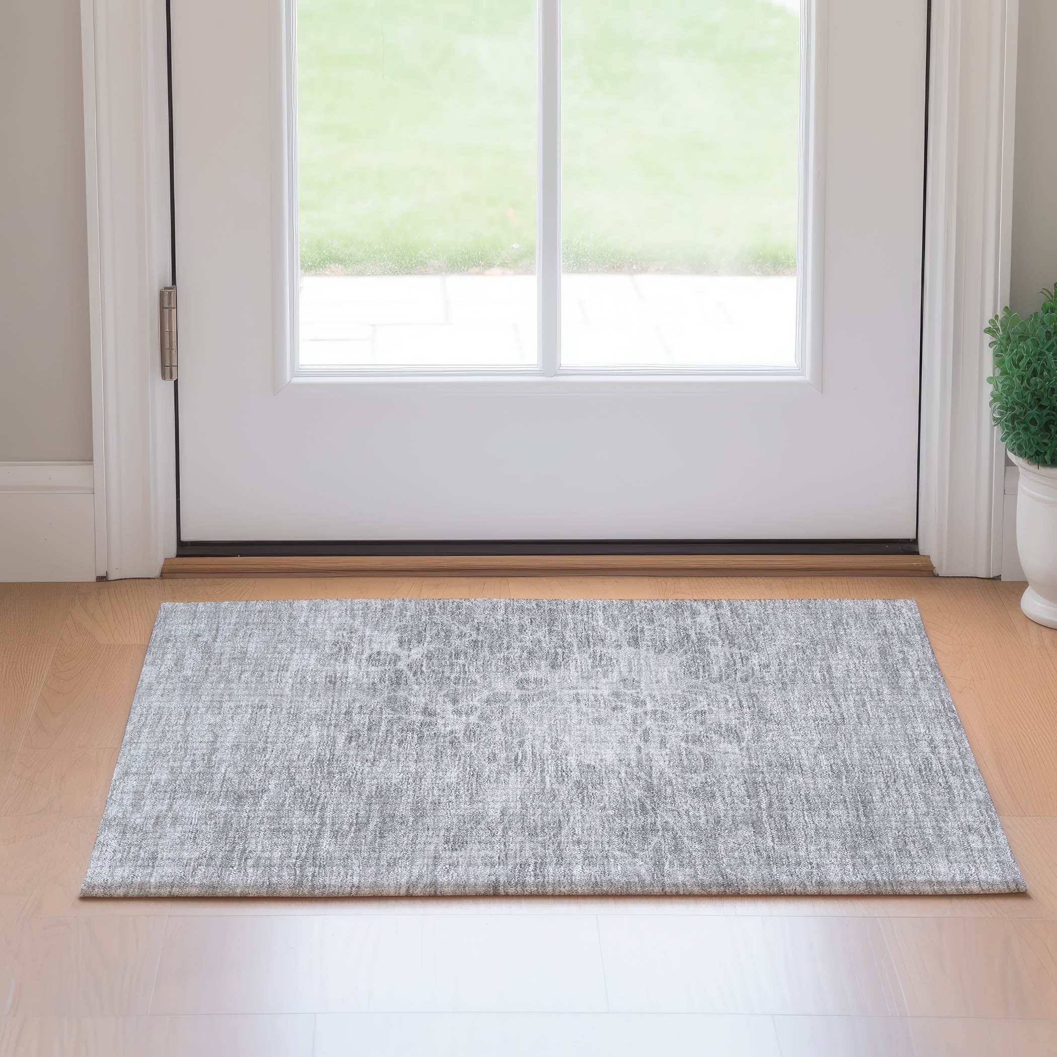 Lucerne Machine Washable Transitional Silver Gray Rug 1'8" x 2'6" #shape_Rectangle