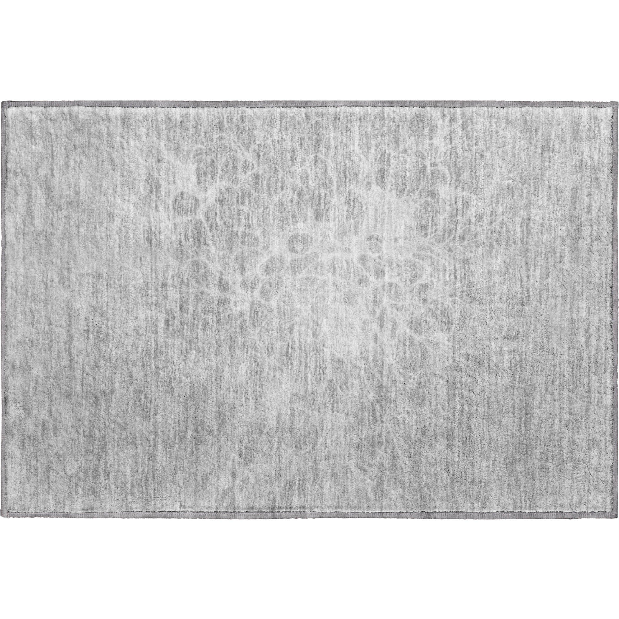 Lucerne Machine Washable Transitional Silver Gray Rug 1'8" x 2'6" #shape_Rectangle