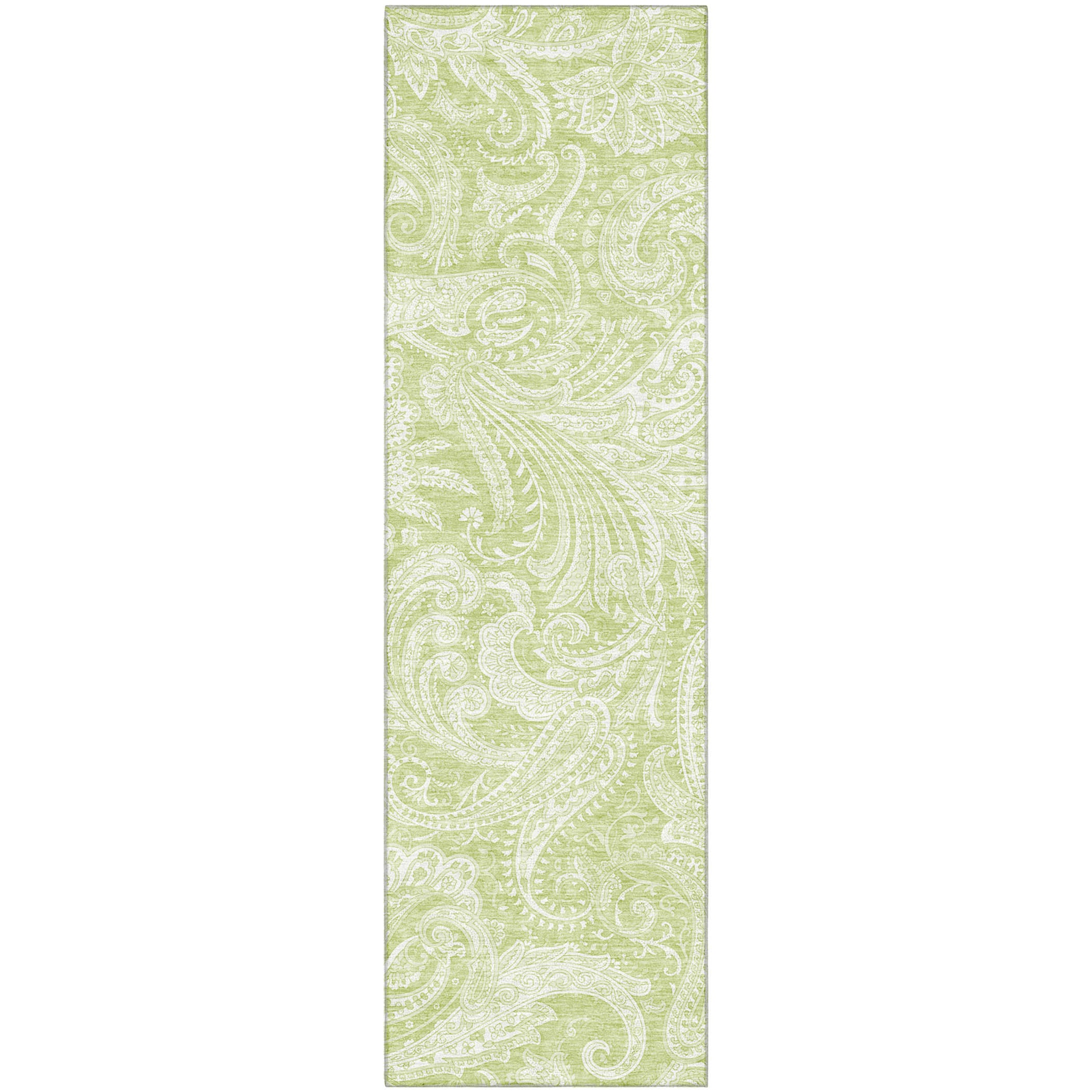 Seoul Machine Washable Transitional Aloe Green Rug 2'3" x 7'6" #shape_Runner