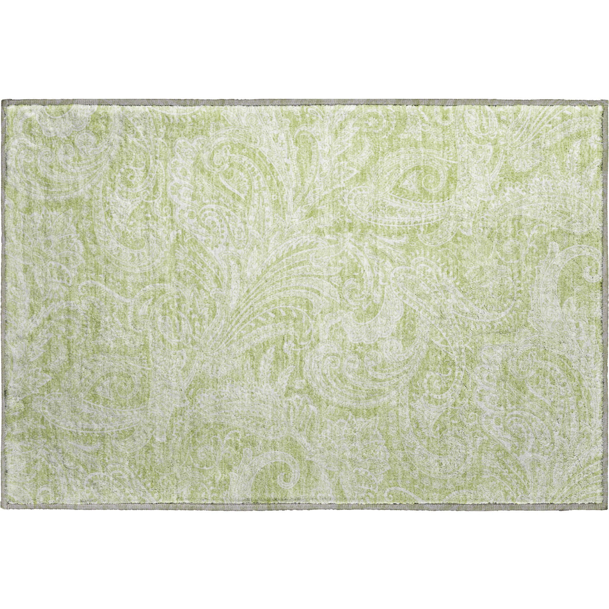 Seoul Machine Washable Transitional Aloe Green Rug 1'8" x 2'6" #shape_Rectangle