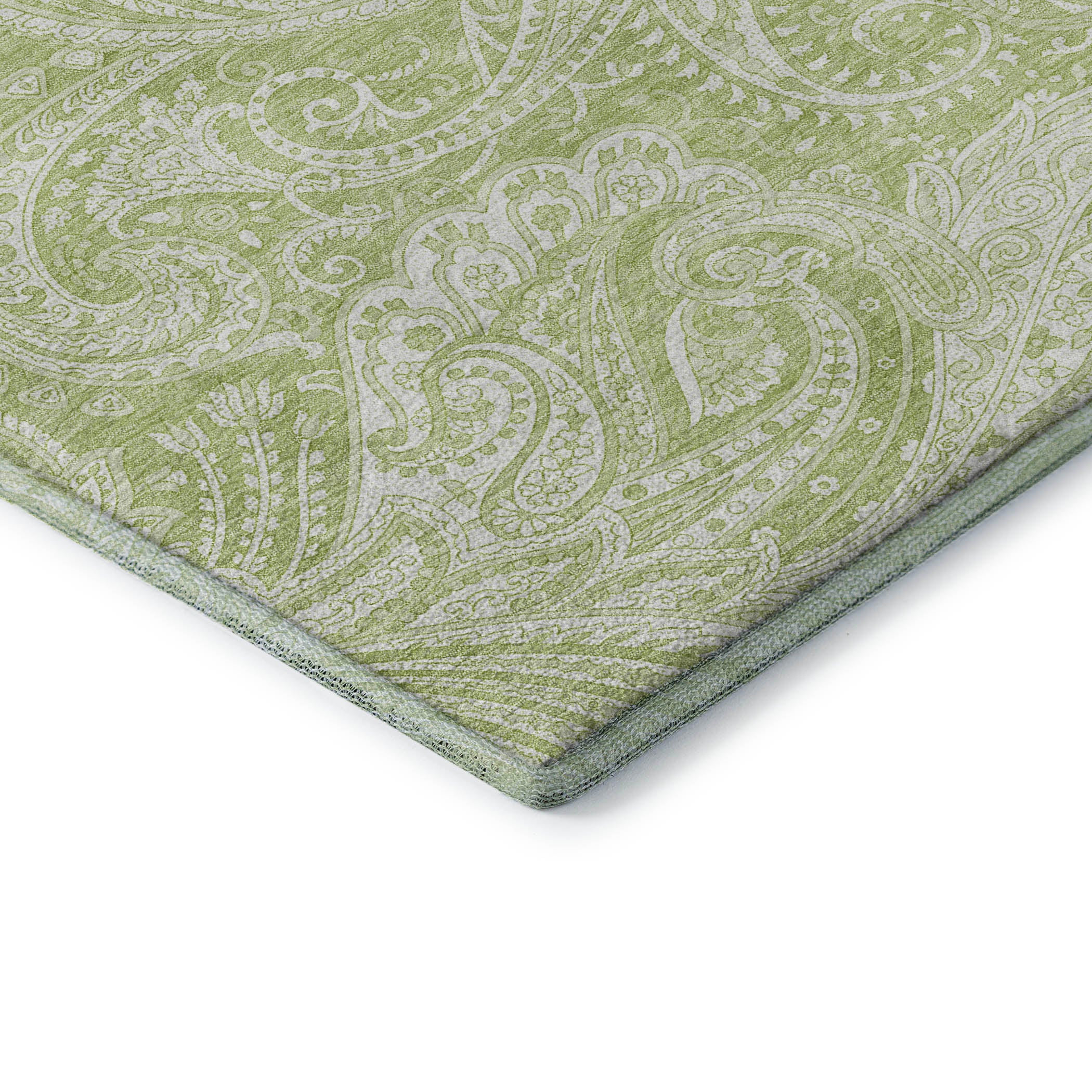Seoul Machine Washable Transitional Aloe Green Rug 1'8" x 2'6" #shape_Rectangle