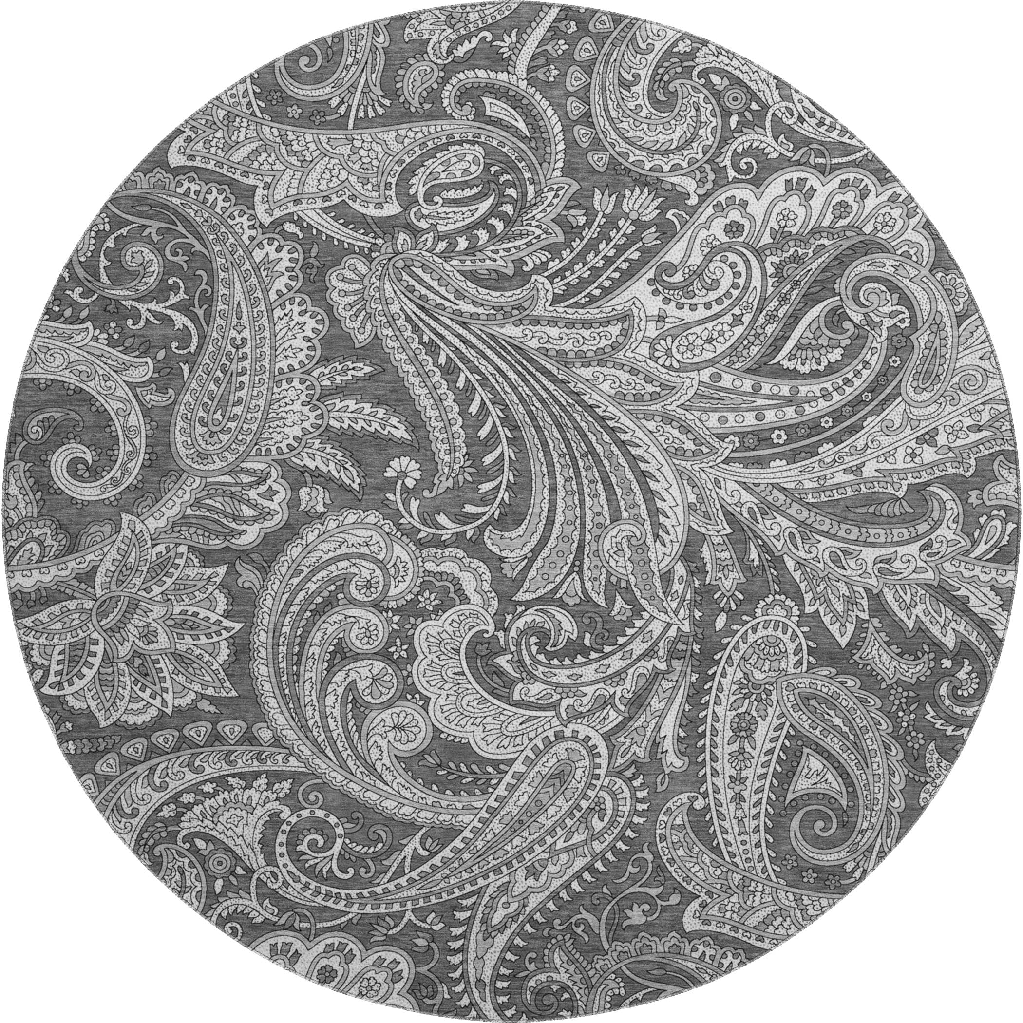 Seoul Machine Washable Transitional Gray Rug 8' x 8' #shape_Round