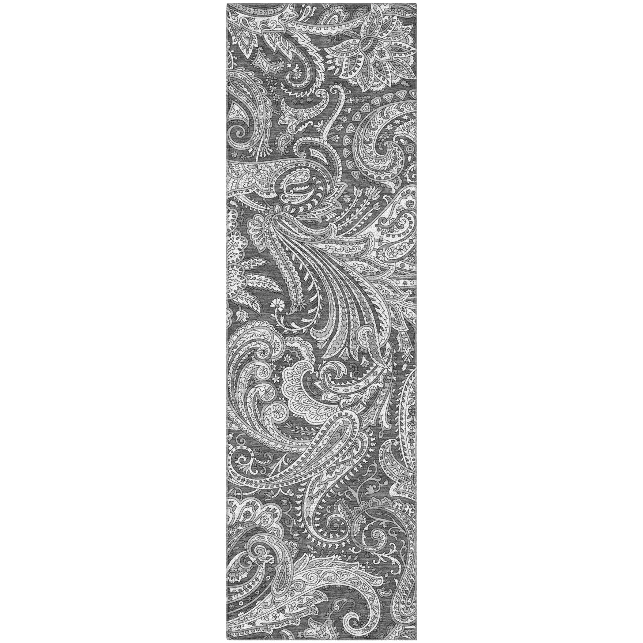 Seoul Machine Washable Transitional Gray Rug 2'3" x 7'6" #shape_Runner