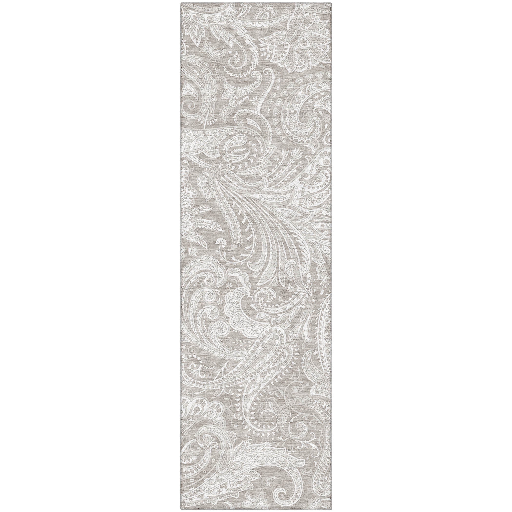 Seoul Machine Washable Transitional Taupe Brown Rug 2'3" x 7'6" #shape_Runner