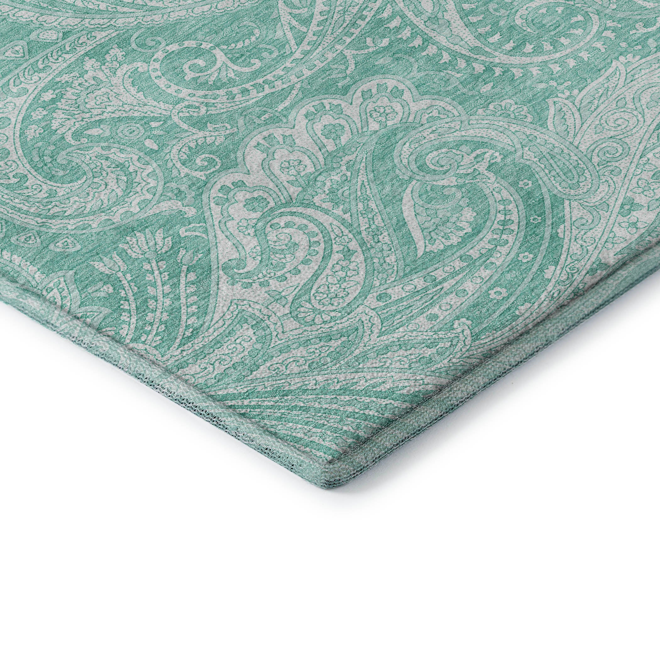 Seoul Machine Washable Transitional Teal Rug 1'8" x 2'6" #shape_Rectangle