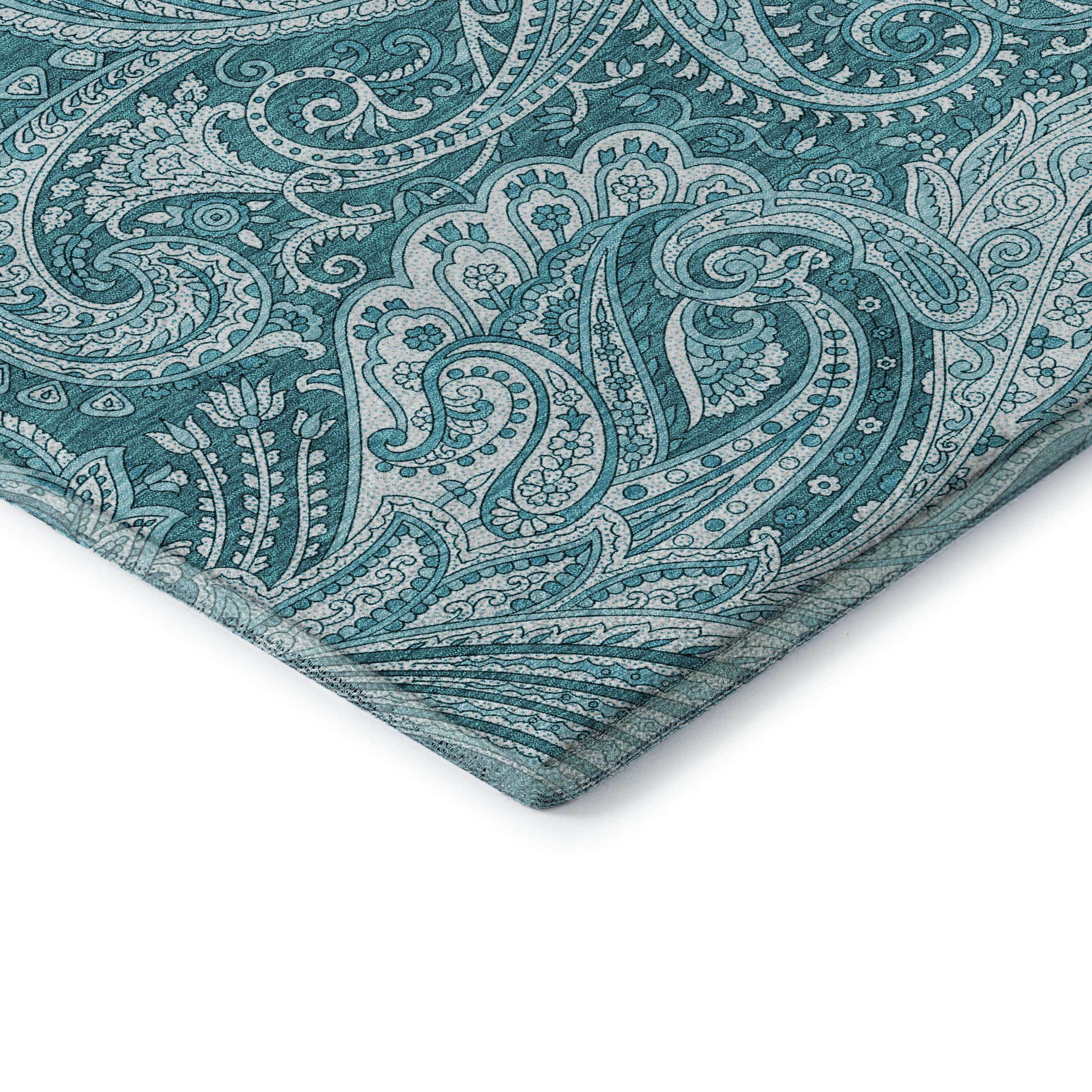 Seoul Machine Washable Transitional Turquoise Teal Rug 1'8" x 2'6" #shape_Rectangle