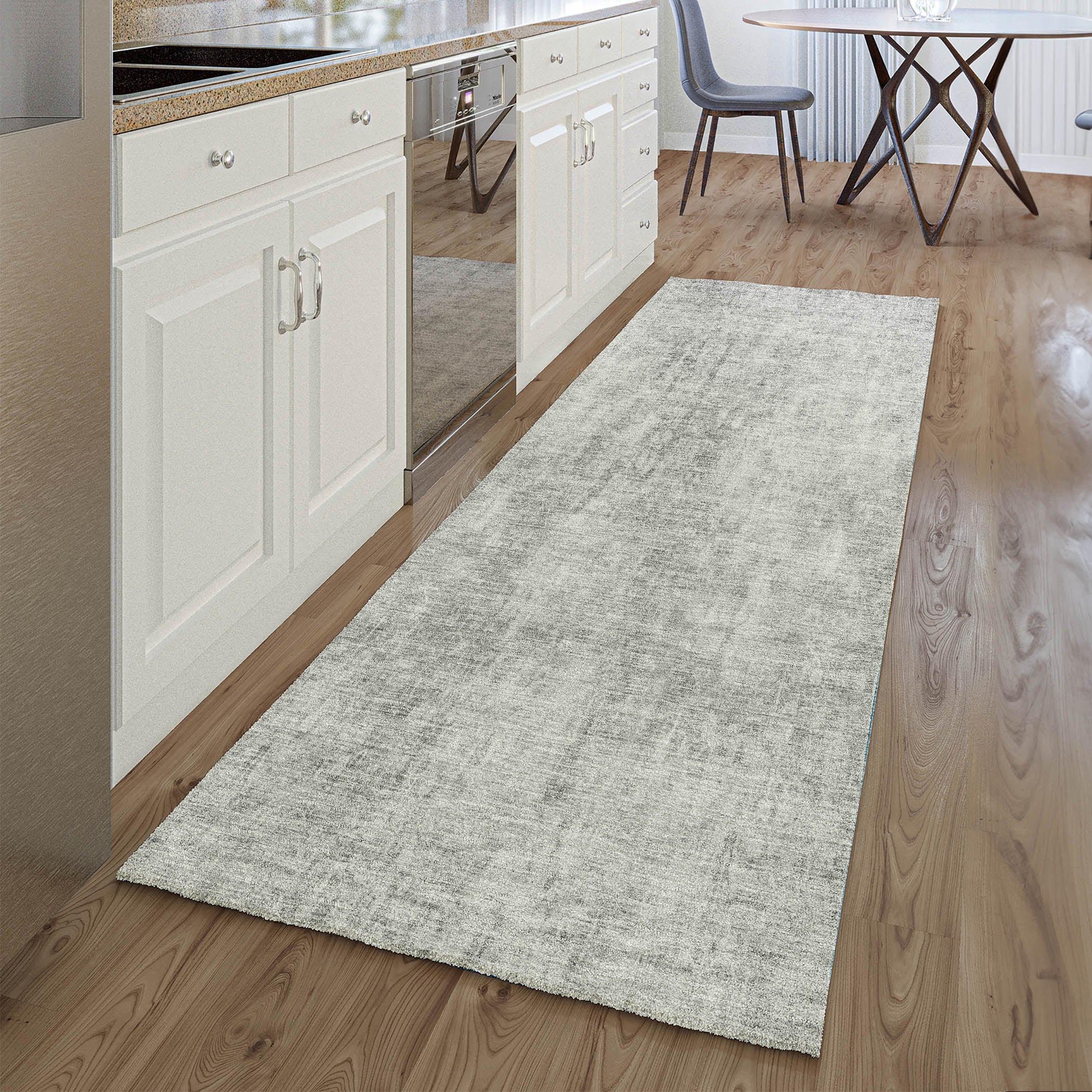 Bergen Machine Washable Transitional Gray Rug 2'3" x 7'6" #shape_Runner