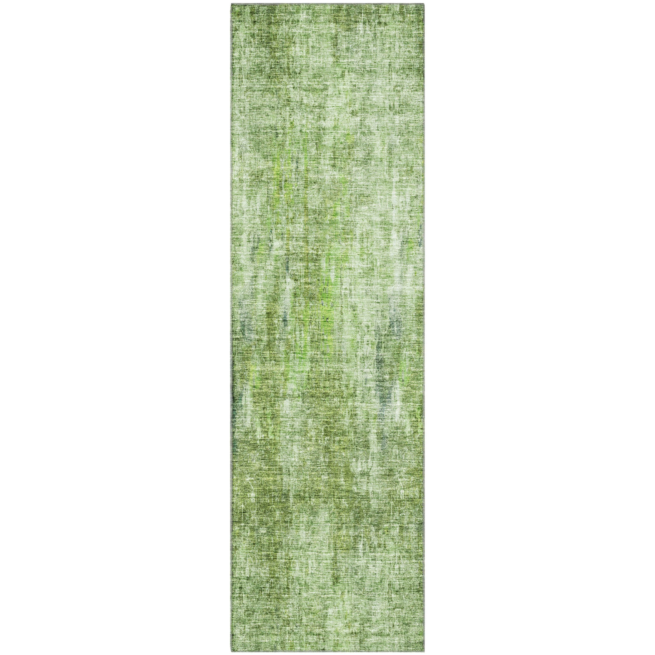 Bergen Machine Washable Transitional Olive Green Rug 2'3" x 7'6" #shape_Runner