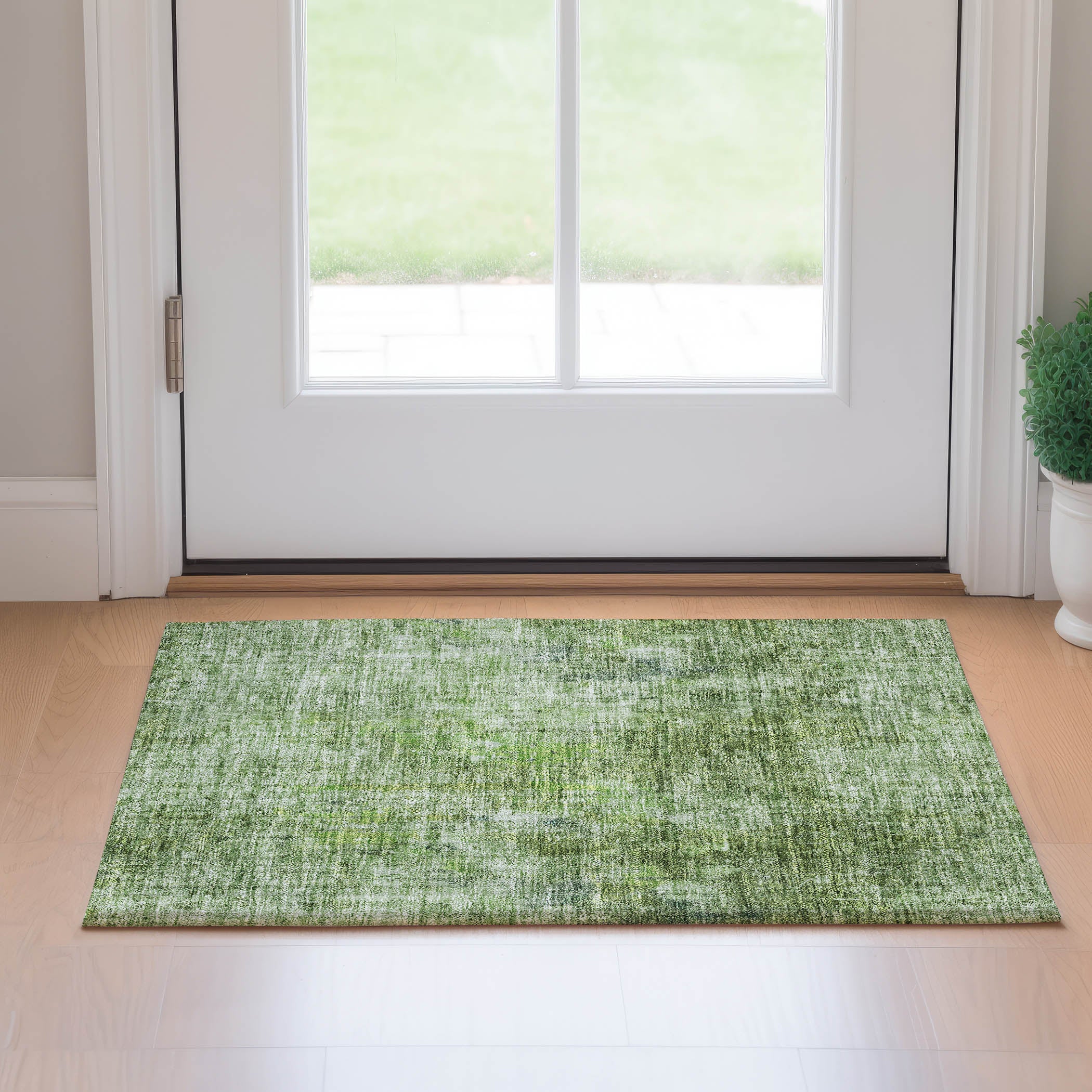 Bergen Machine Washable Transitional Olive Green Rug 1'8" x 2'6" #shape_Rectangle