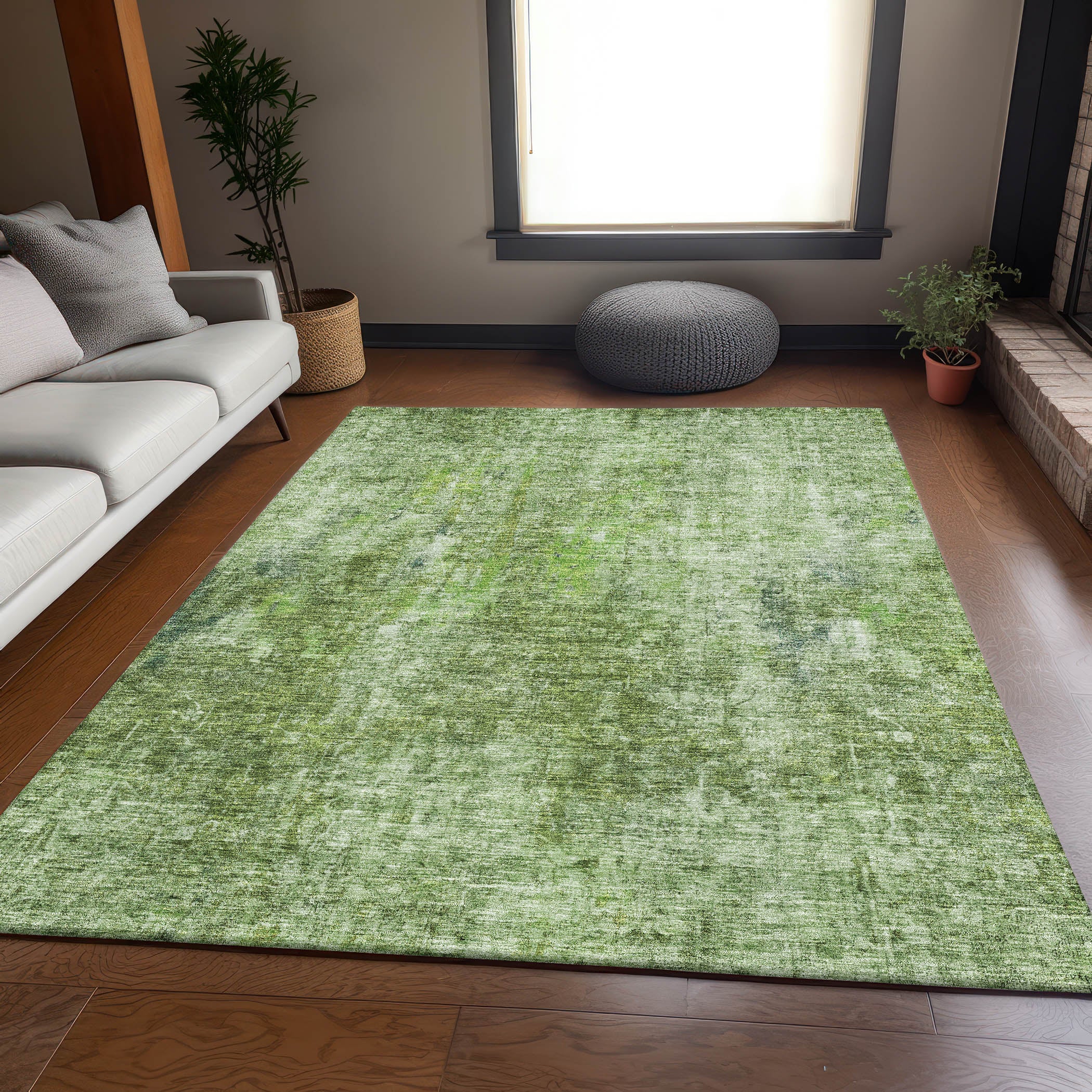 Bergen Machine Washable Transitional Olive Green Rug 2'6" x 3'10" #shape_Rectangle
