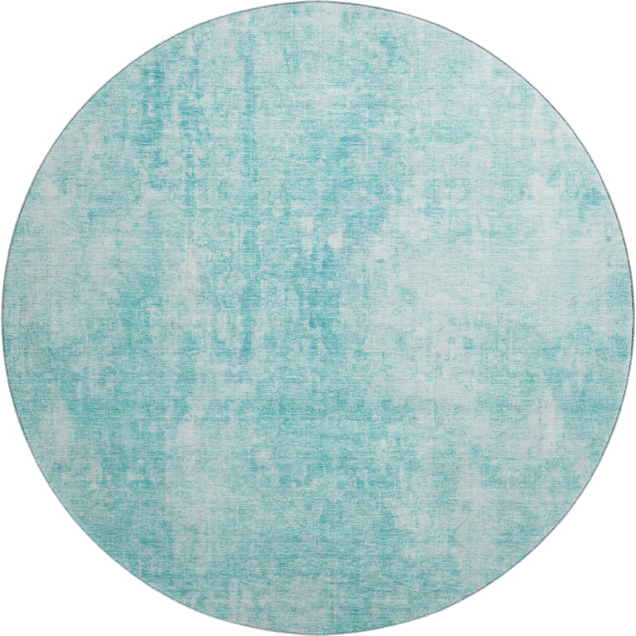 Bergen Machine Washable Transitional Teal Rug 8' x 8' #shape_Round