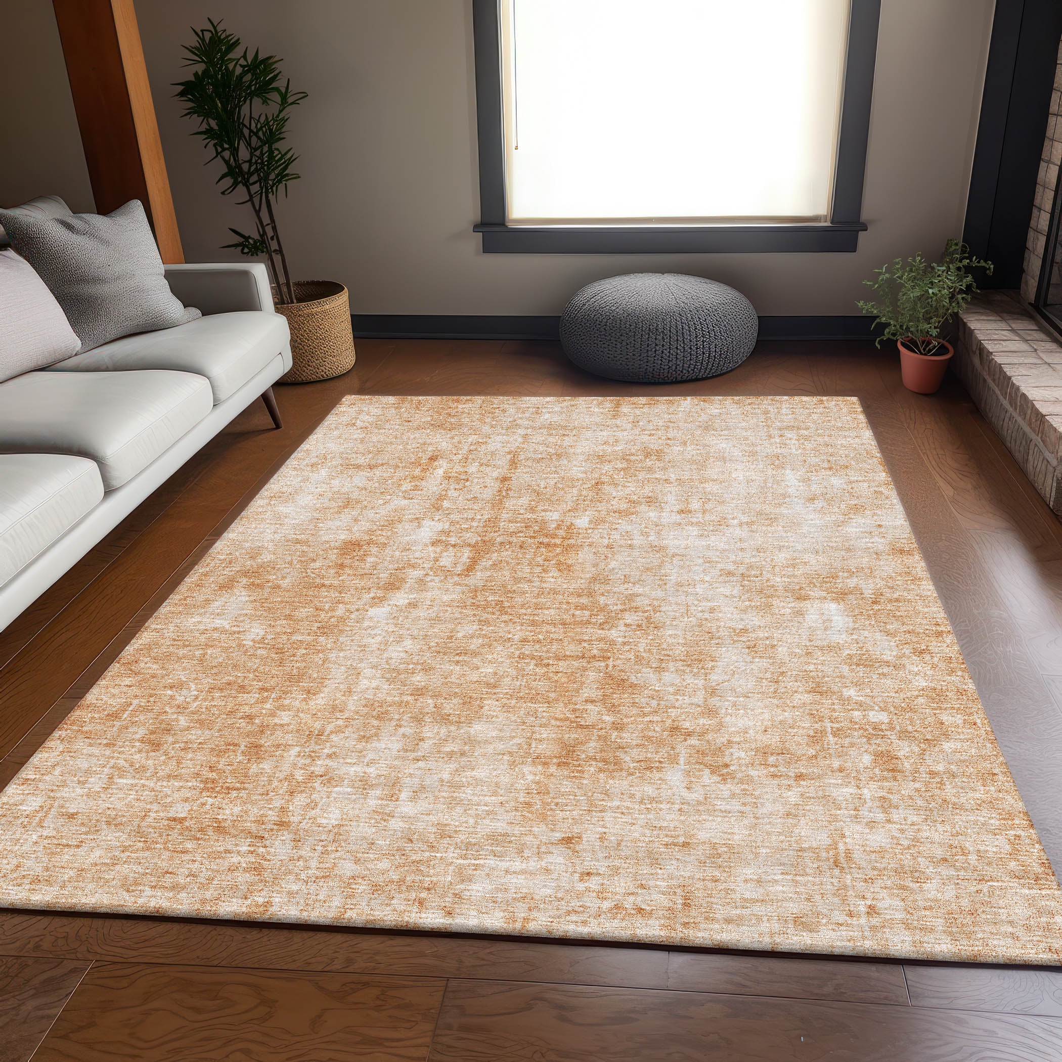 Bergen Machine Washable Transitional Terracotta Orange Rug 2'6" x 3'10" #shape_Rectangle