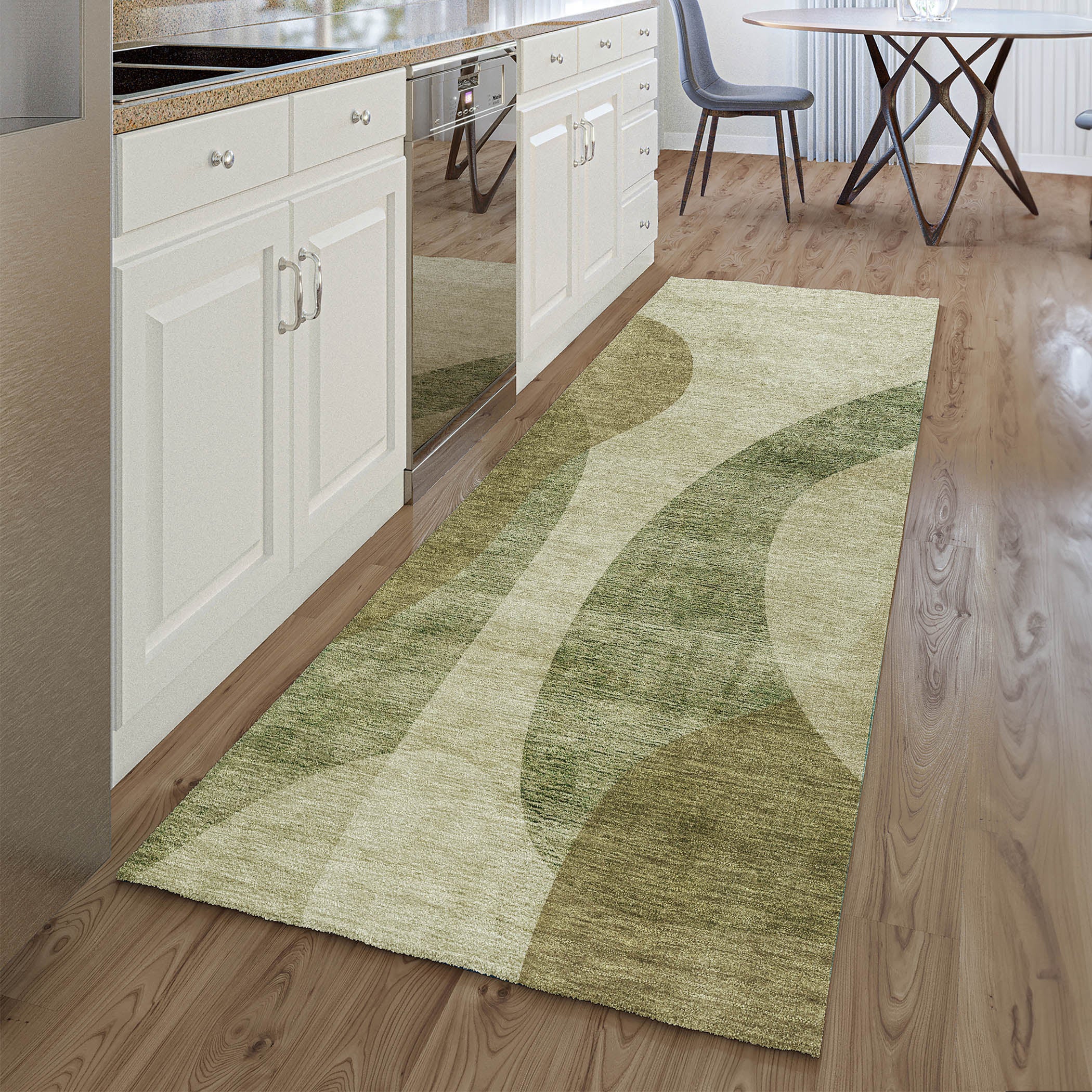 Bogota Machine Washable Transitional Beige Brown Rug 2'3" x 7'6" #shape_Runner