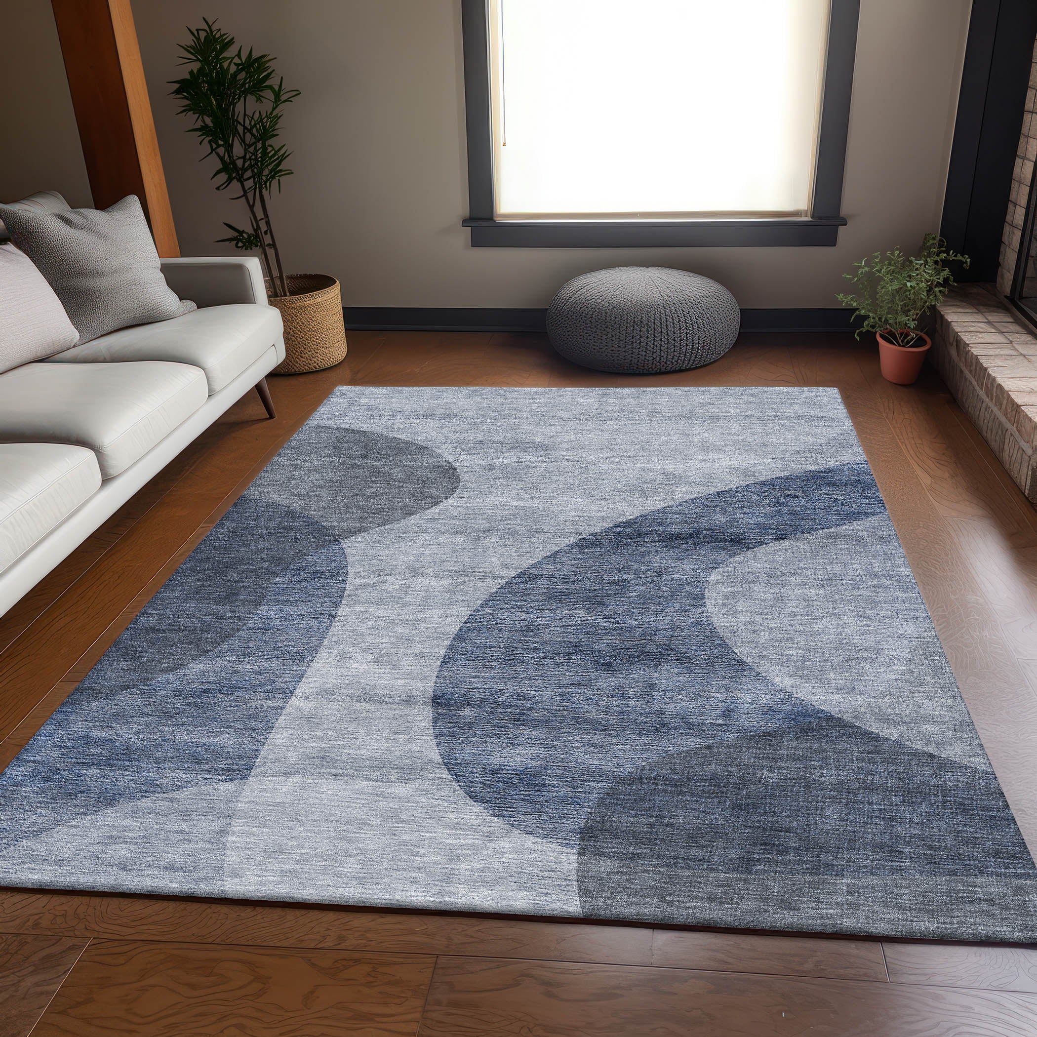 Bogota Machine Washable Transitional Blue Rug 2'6" x 3'10" #shape_Rectangle