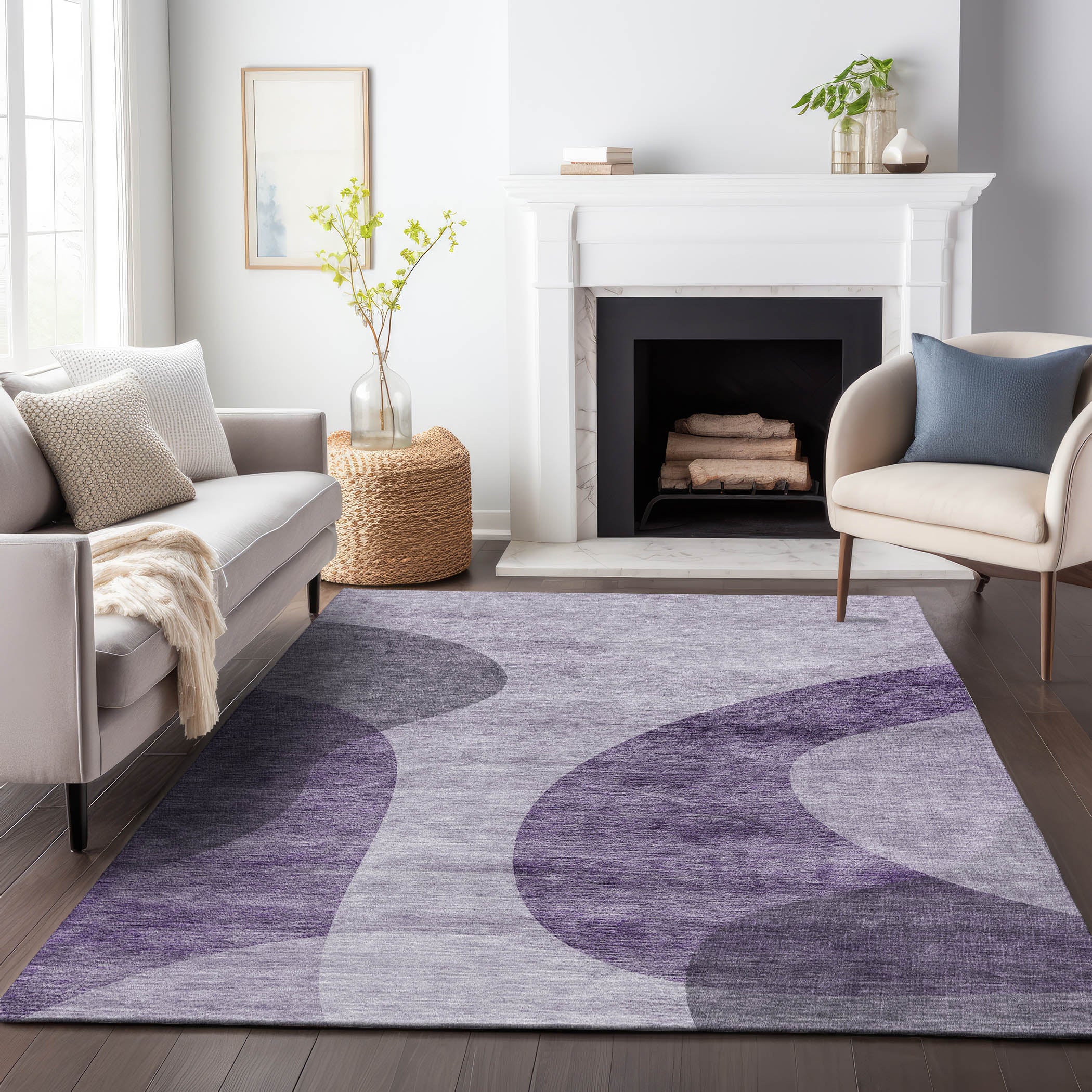 Bogota Machine Washable Transitional Purple Rug 2'6" x 3'10" #shape_Rectangle