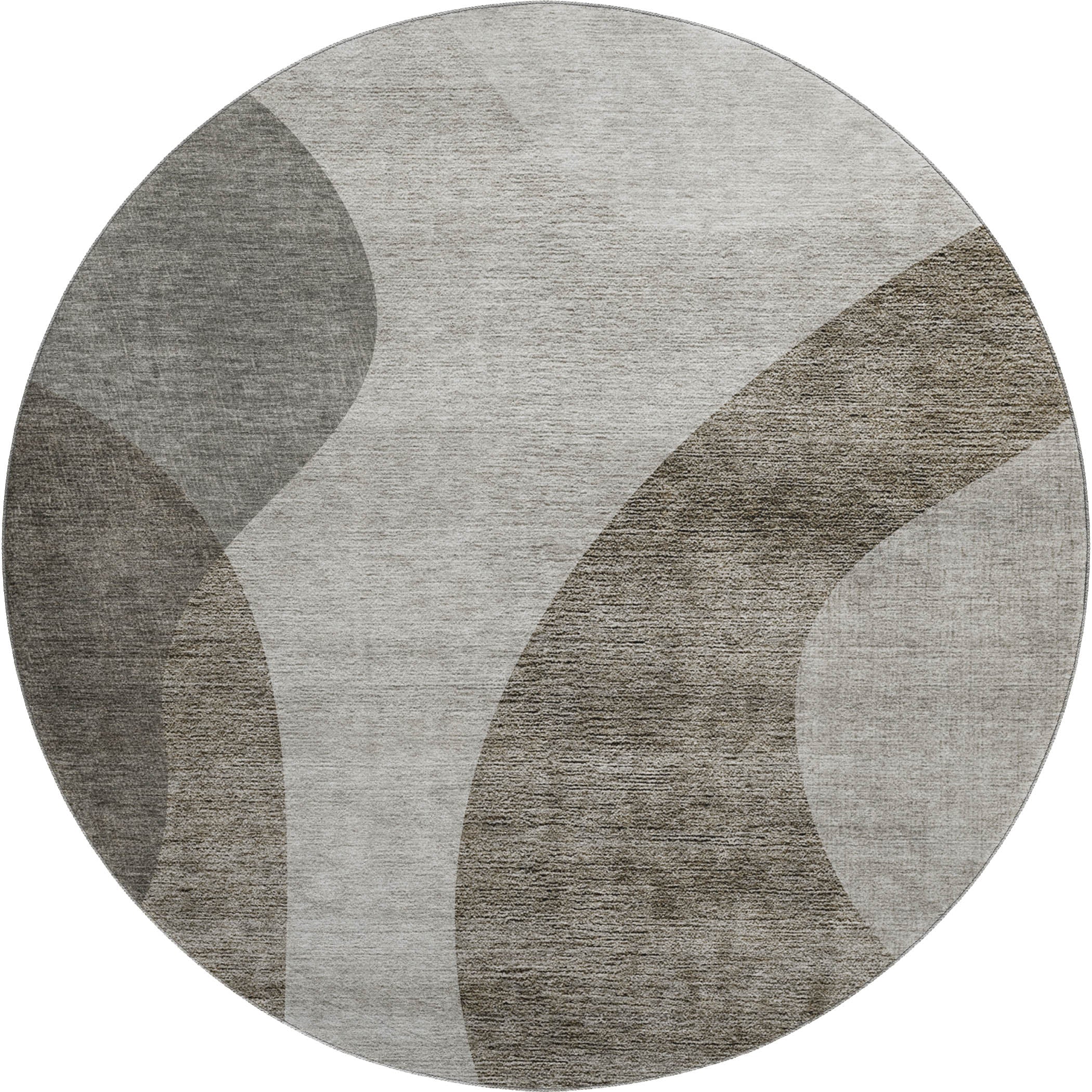 Bogota Machine Washable Transitional Taupe Brown Rug 8' x 8' #shape_Round