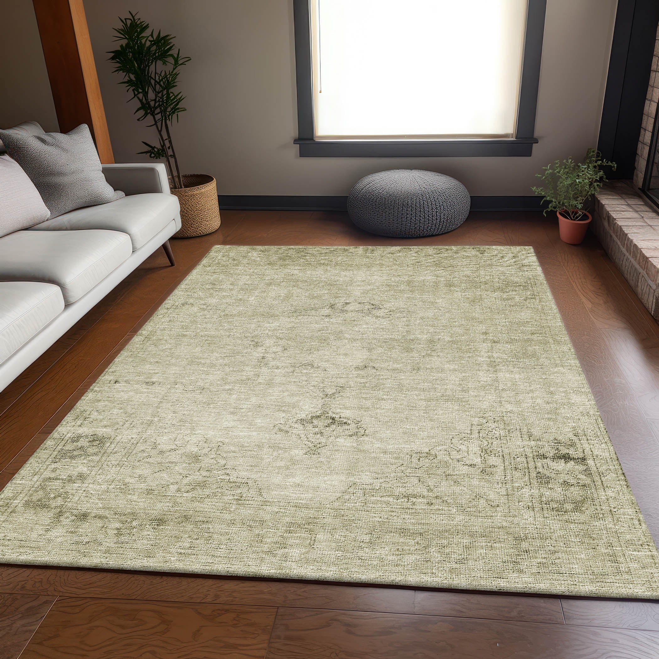 Seville Machine Washable Traditional Beige Brown Rug 2'6" x 3'10" #shape_Rectangle