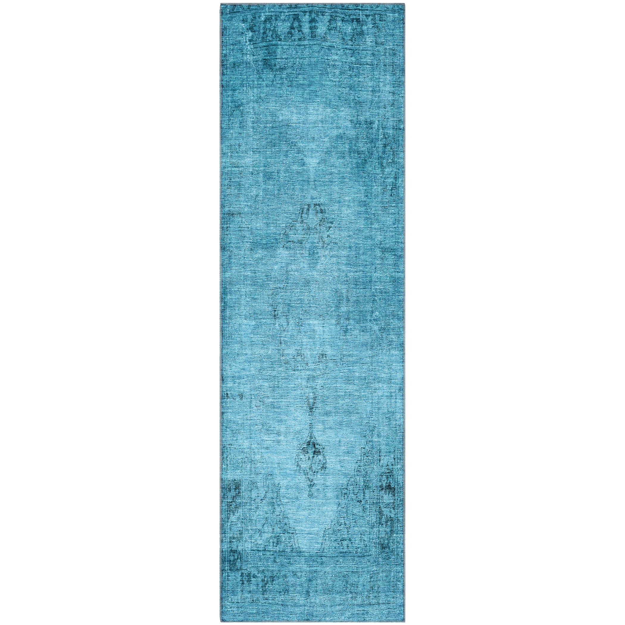 Seville Machine Washable Traditional Blue Rug 2'3" x 7'6" #shape_Runner