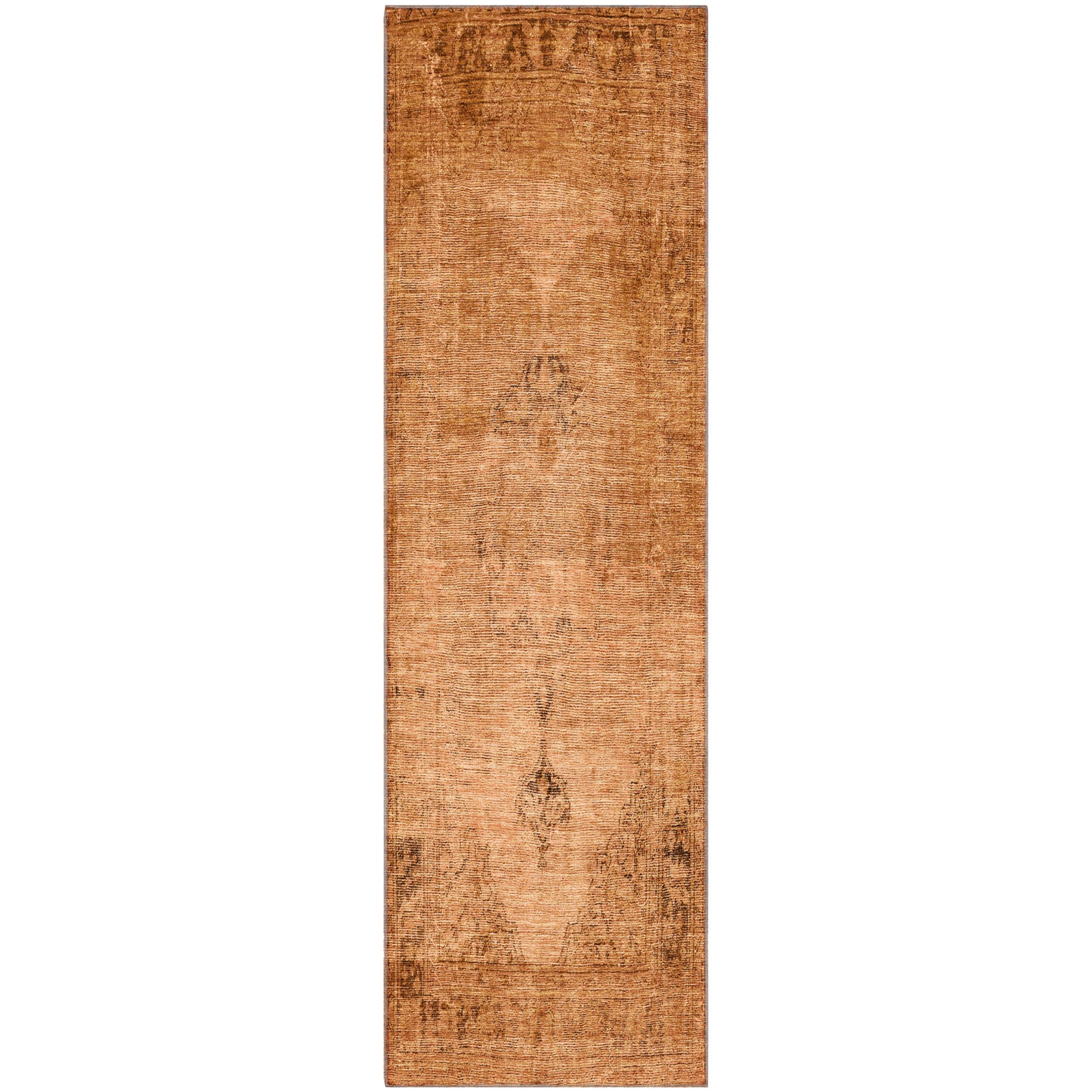 Seville Machine Washable Traditional Copper Orange Rug 2'3" x 7'6" #shape_Runner