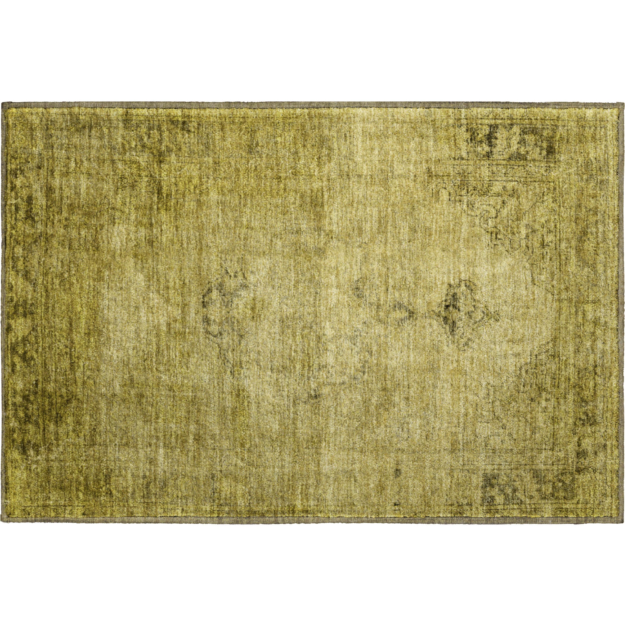 Seville Machine Washable Traditional Gold Rug 1'8" x 2'6" #shape_Rectangle