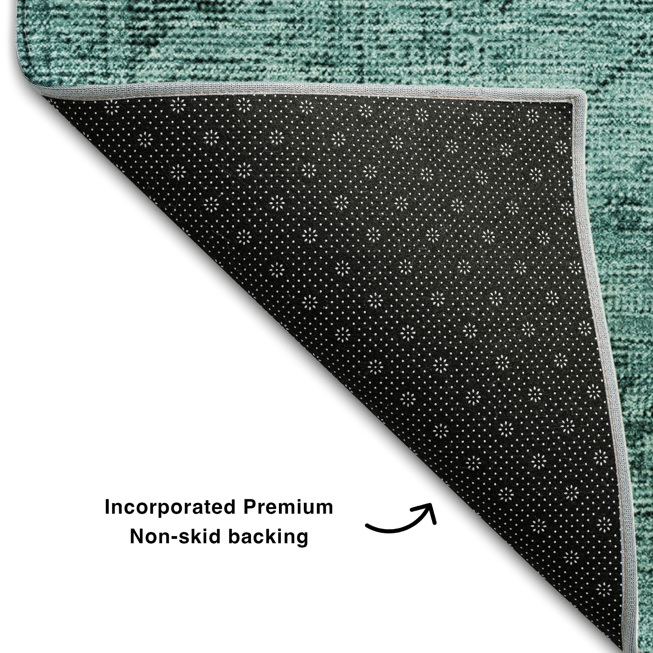Seville Machine Washable Traditional Teal Rug 1'8" x 2'6" #shape_Rectangle