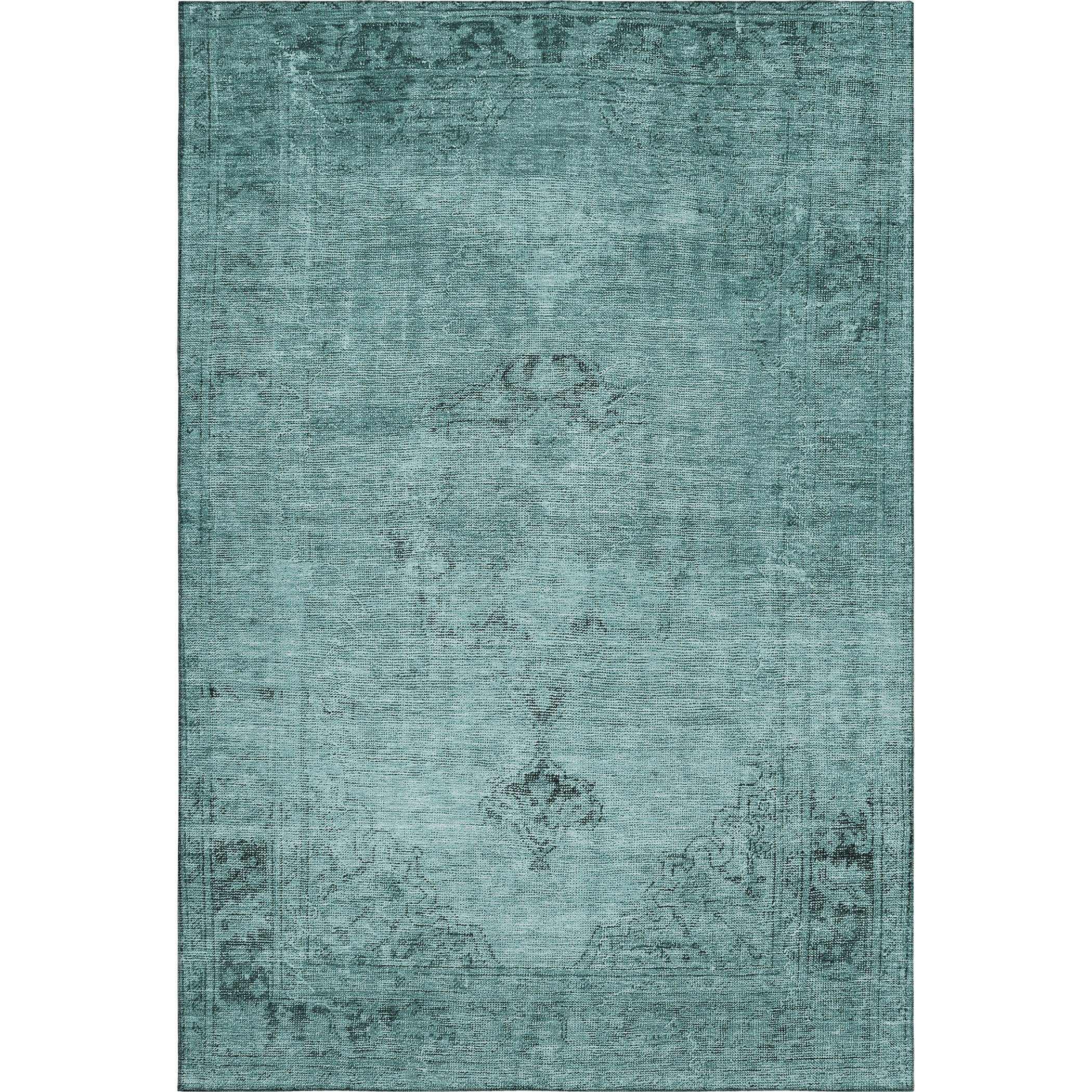 Seville Machine Washable Traditional Teal Rug 2'6" x 3'10" #shape_Rectangle