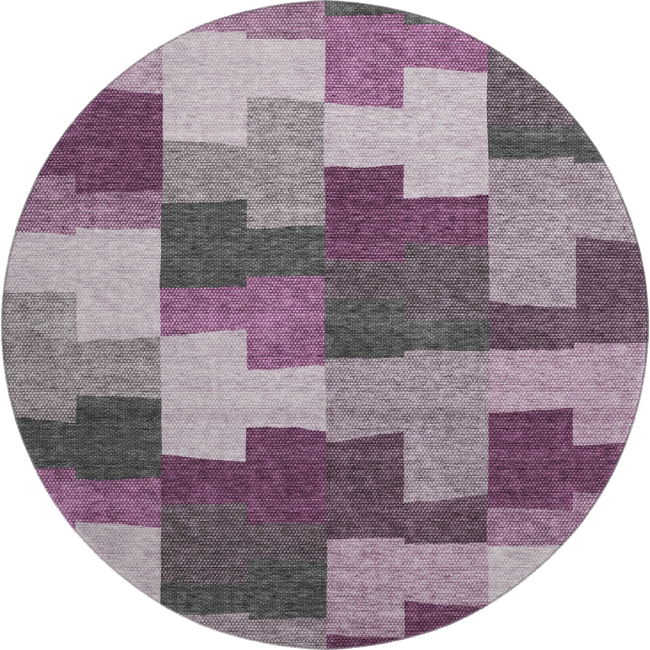 Reykjavik Machine Washable Transitional Merlot Red Rug 8' x 8' #shape_Round