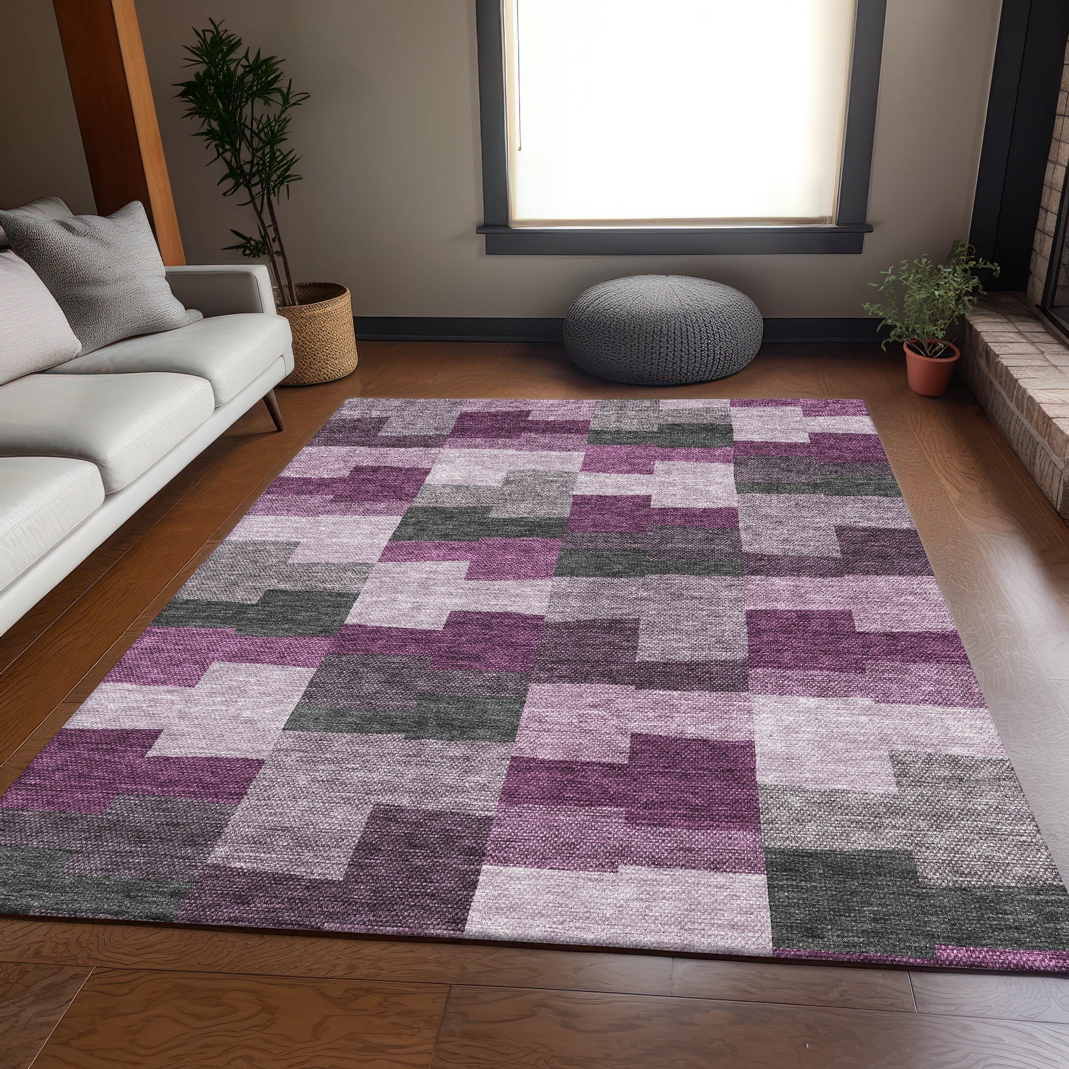 Reykjavik Machine Washable Transitional Merlot Red Rug 2'6" x 3'10" #shape_Rectangle