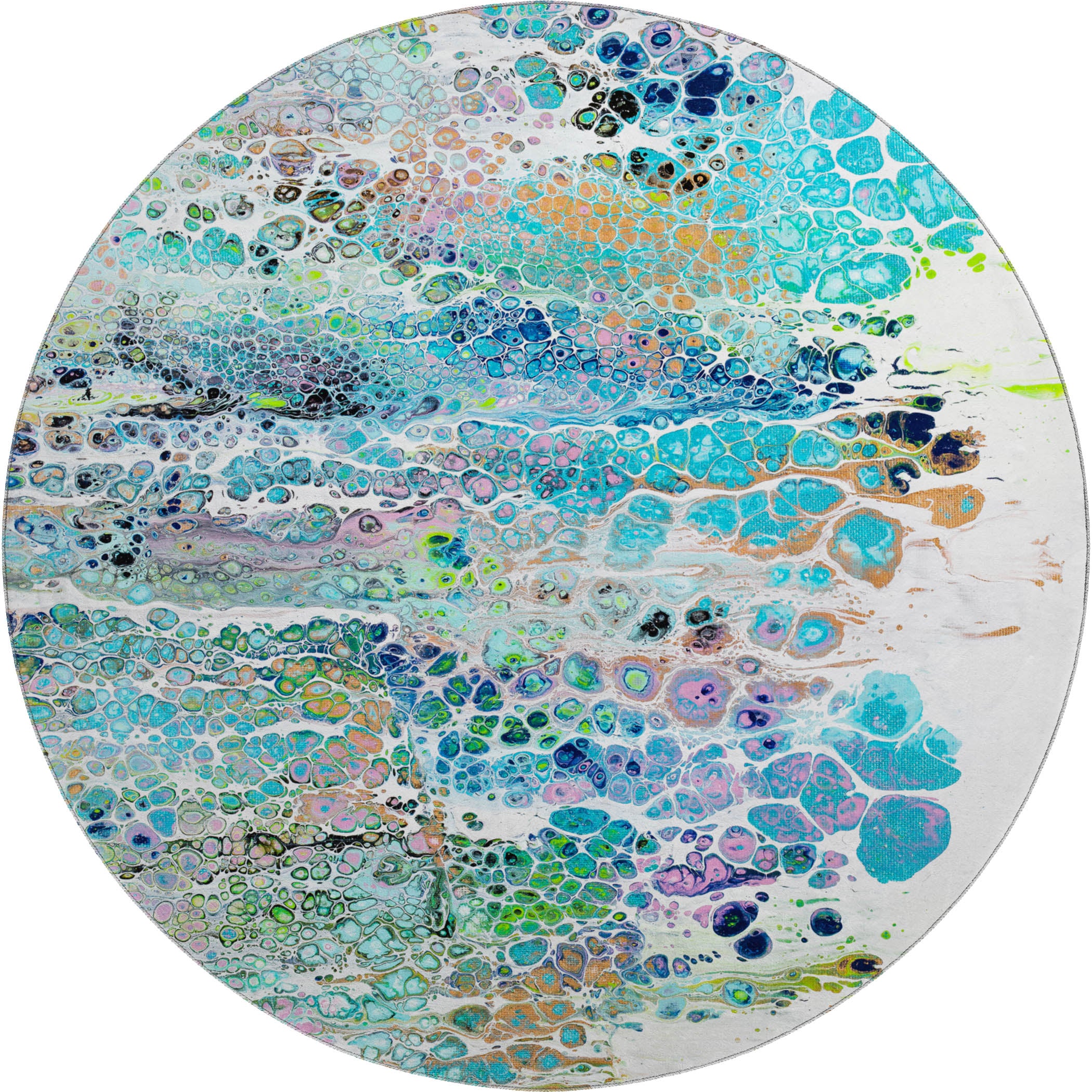 Colombo Machine Washable Contemporary Mermaid Multi Rug 8' x 8' #shape_Round