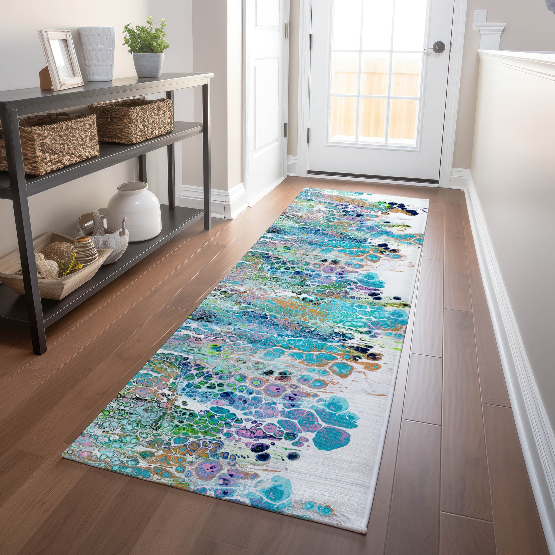 Colombo Machine Washable Contemporary Mermaid Multi Rug 2'3" x 7'6" #shape_Runner