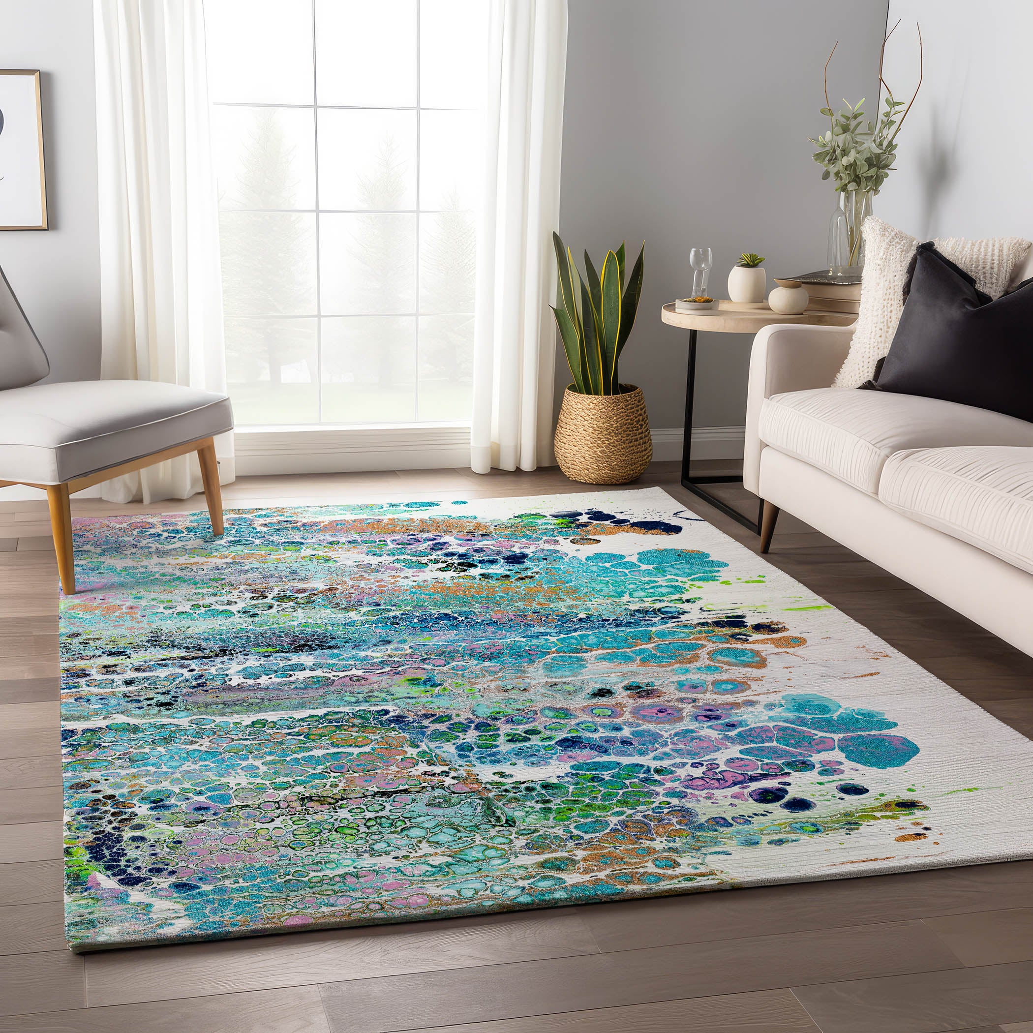 Colombo Machine Washable Contemporary Mermaid Multi Rug 2'6" x 3'10" #shape_Rectangle