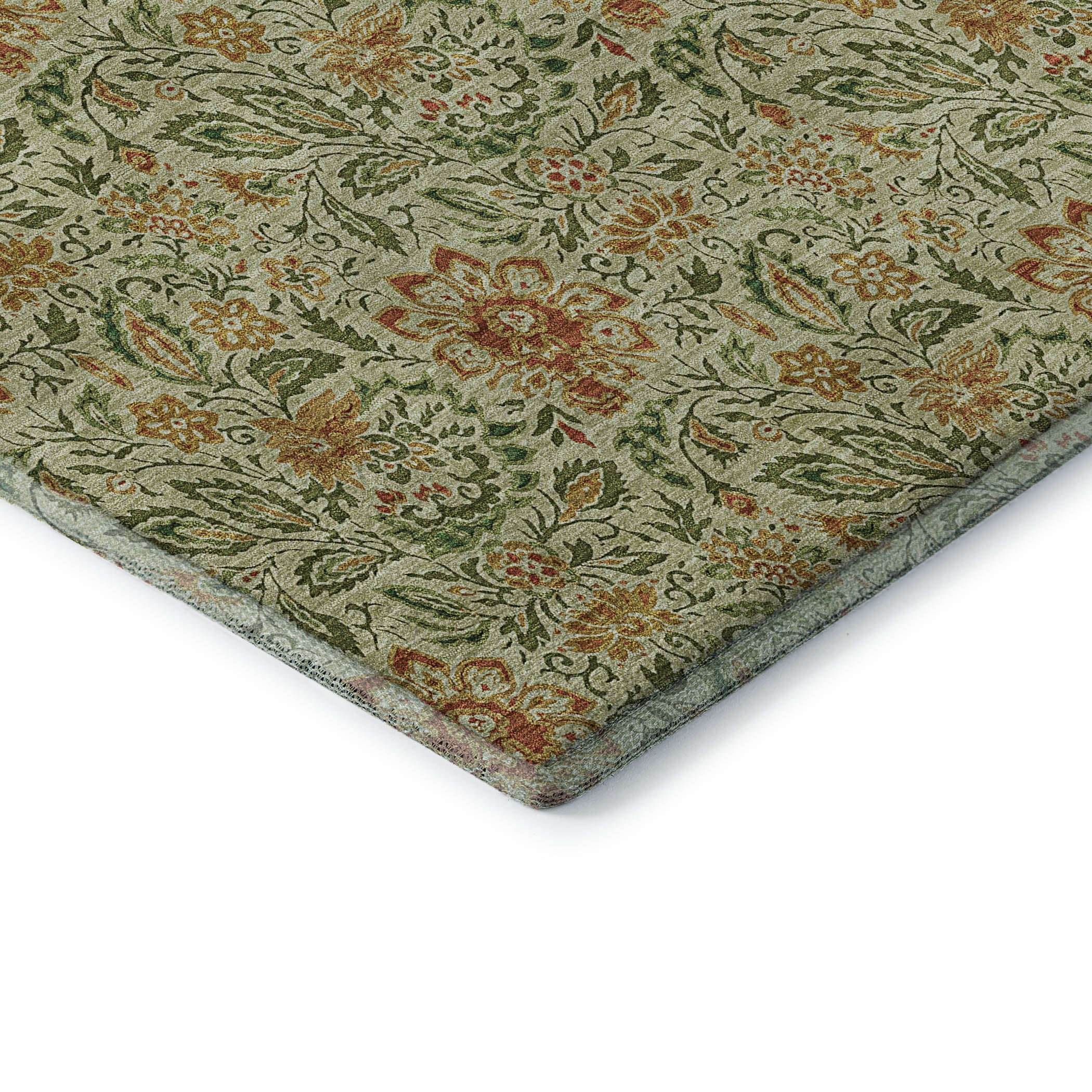 Kotor Machine Washable Transitional Aloe Green Rug 1'8" x 2'6" #shape_Rectangle