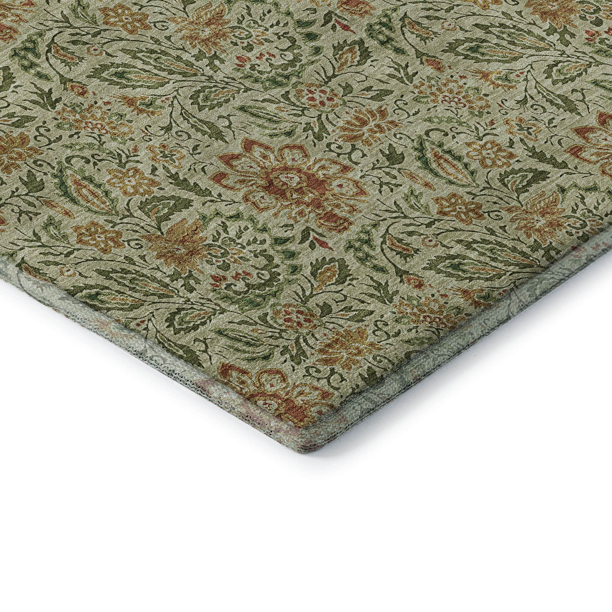 Kotor Machine Washable Transitional Aloe Green Rug 1'8" x 2'6" #shape_Rectangle