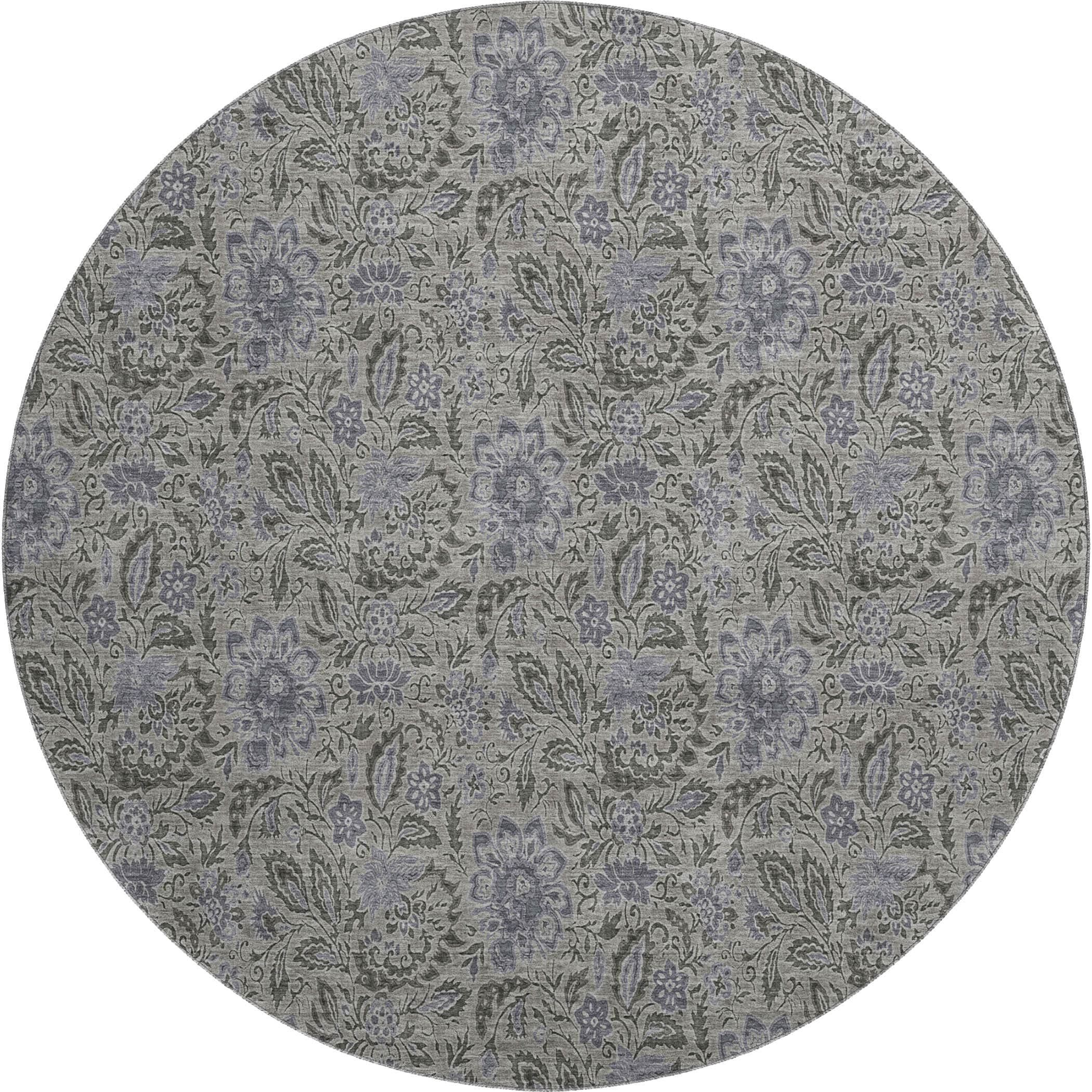 Kotor Machine Washable Transitional Khaki Brown Rug 8' x 8' #shape_Round