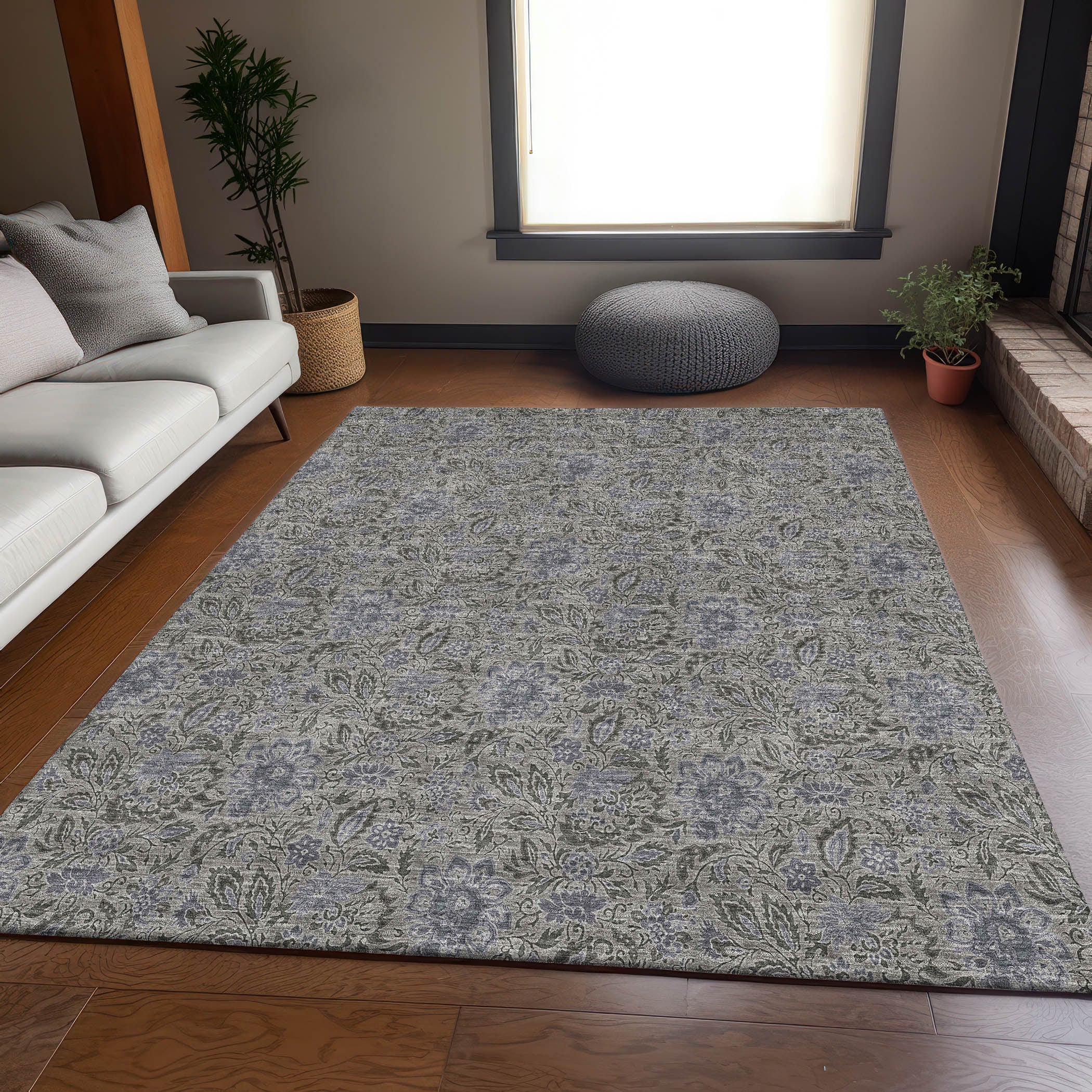Kotor Machine Washable Transitional Khaki Brown Rug 2'6" x 3'10" #shape_Rectangle