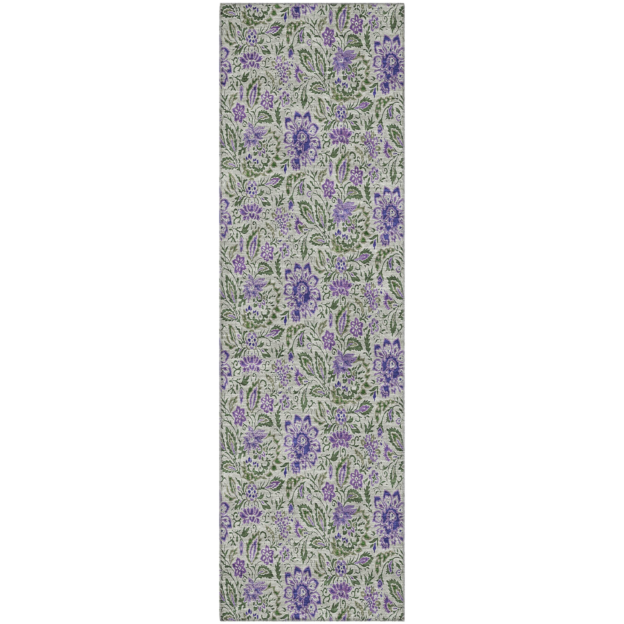 Kotor Machine Washable Transitional Olive Green Rug 2'3" x 7'6" #shape_Runner