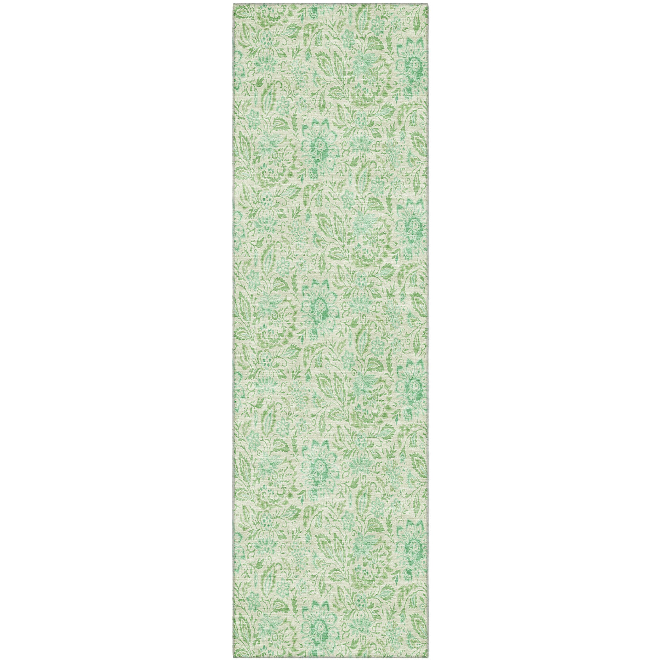 Kotor Machine Washable Transitional Sage Green Rug 2'3" x 7'6" #shape_Runner