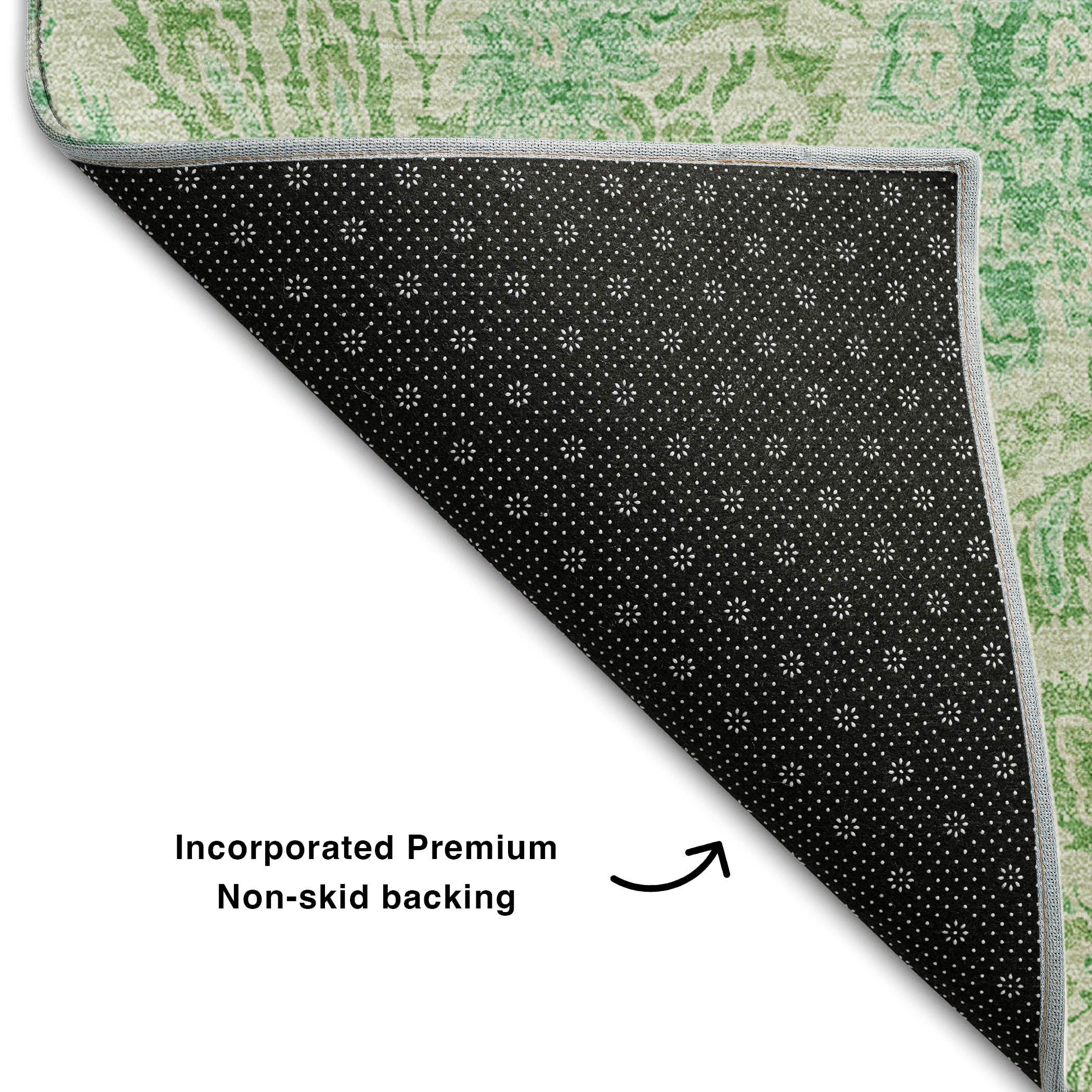 Kotor Machine Washable Transitional Sage Green Rug 1'8" x 2'6" #shape_Rectangle